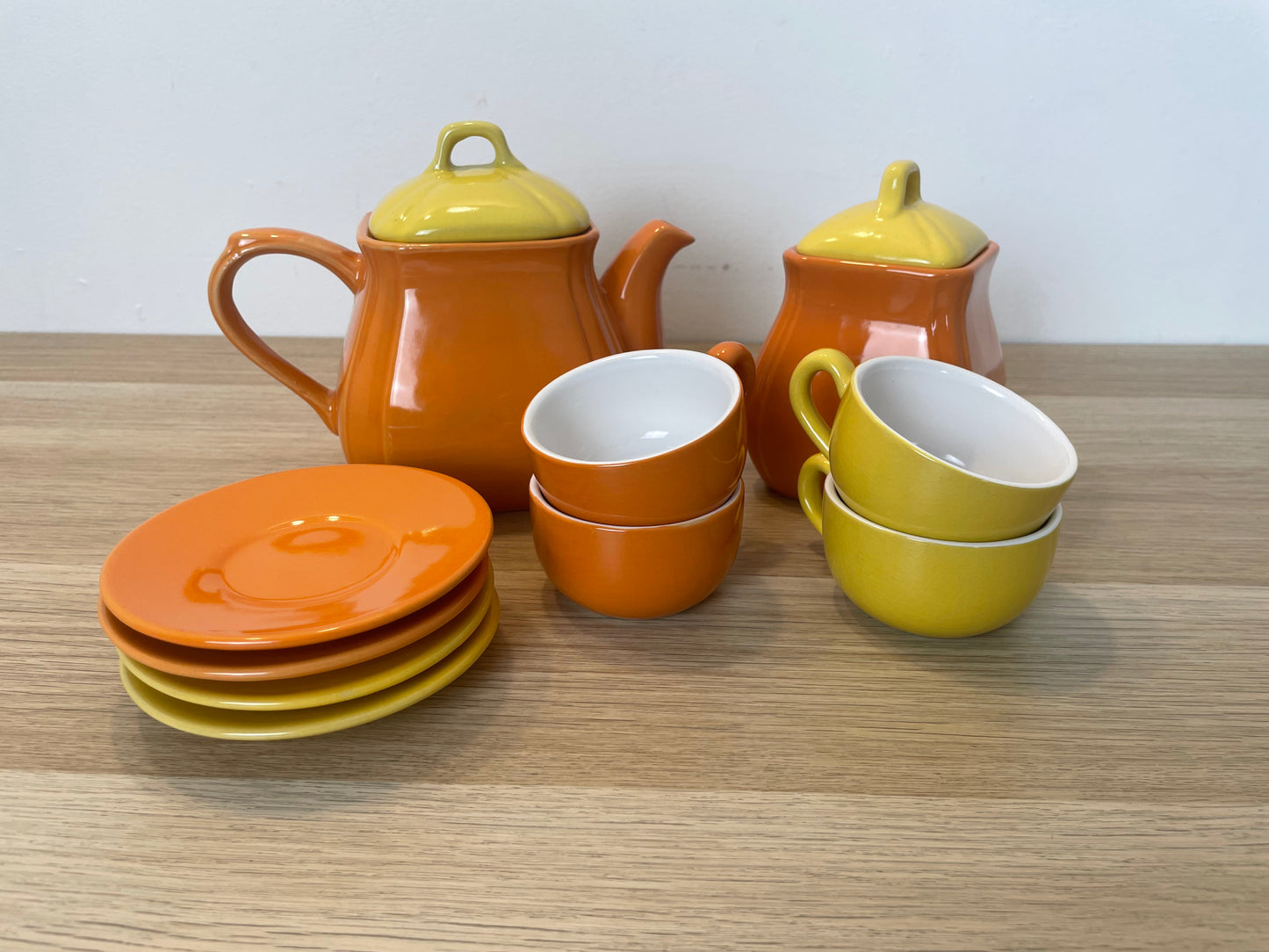 Servizio The Caffè Naj Oleari Teiera Piattini Tazzine Zuccheriera Vintage Giallo