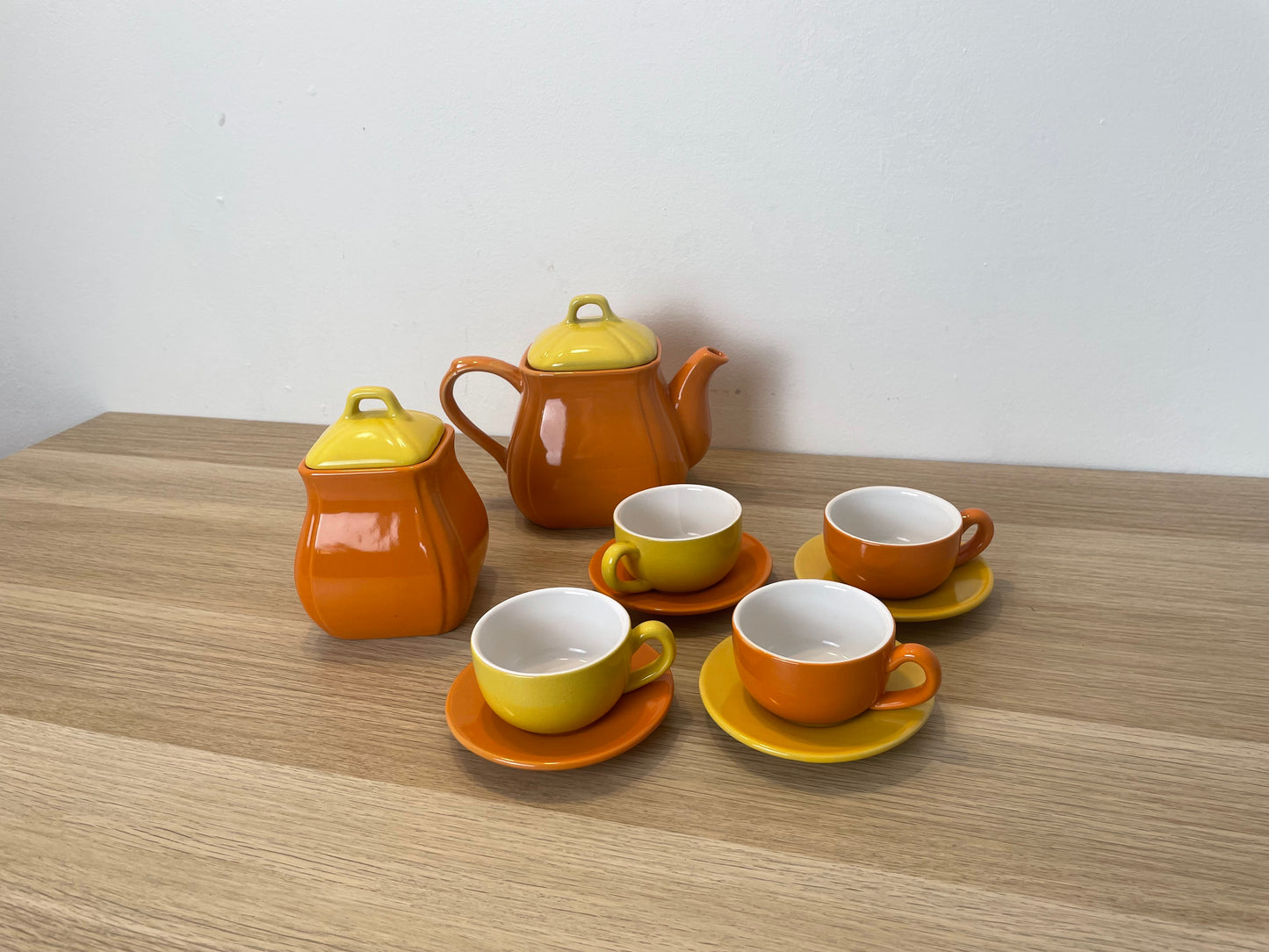 Servizio The Caffè Naj Oleari Teiera Piattini Tazzine Zuccheriera Vintage Giallo
