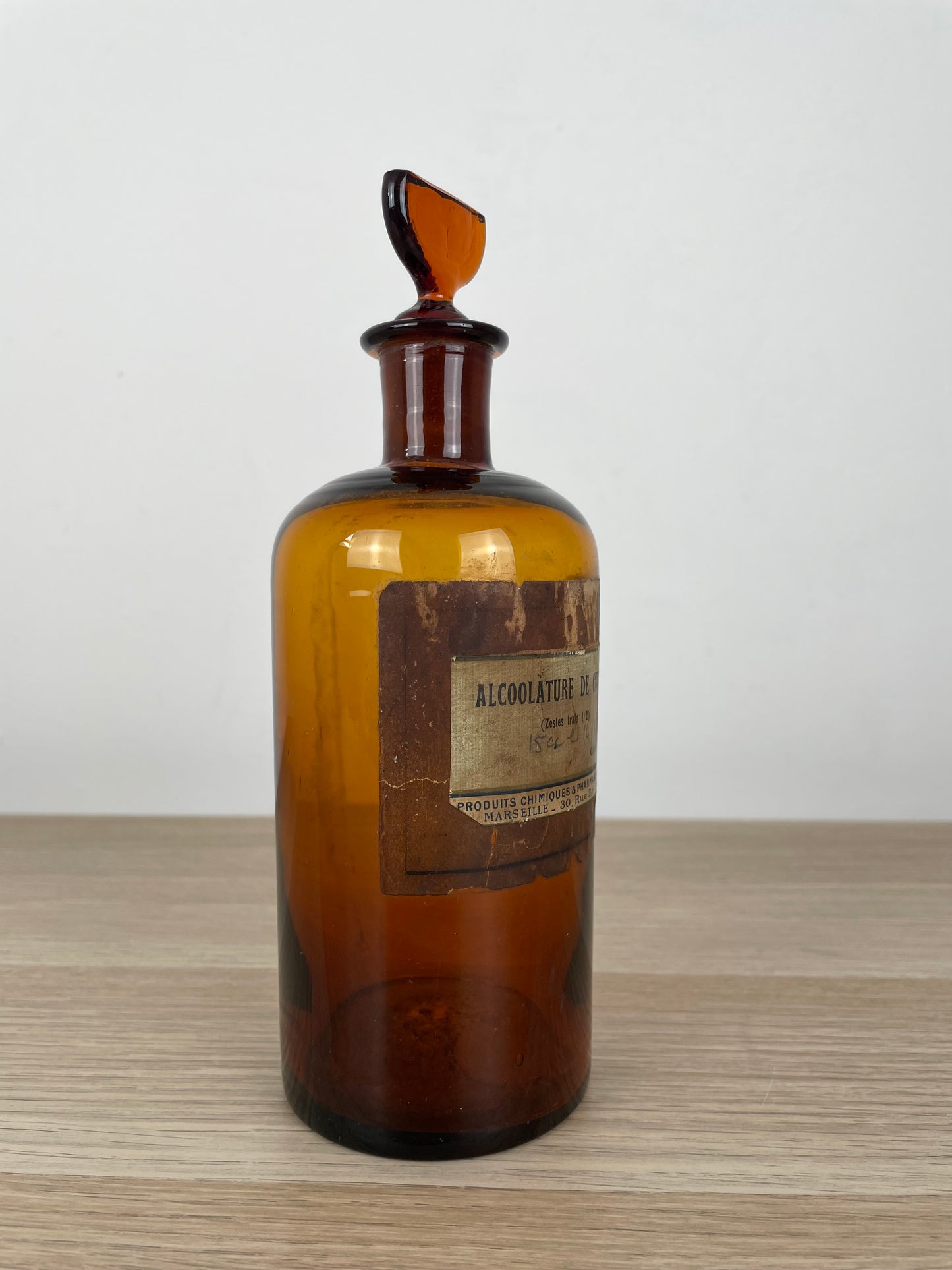 Antico Barattolo Flacone Da Farmacia Alcoolature De Citron Bottiglia Ambrata 800