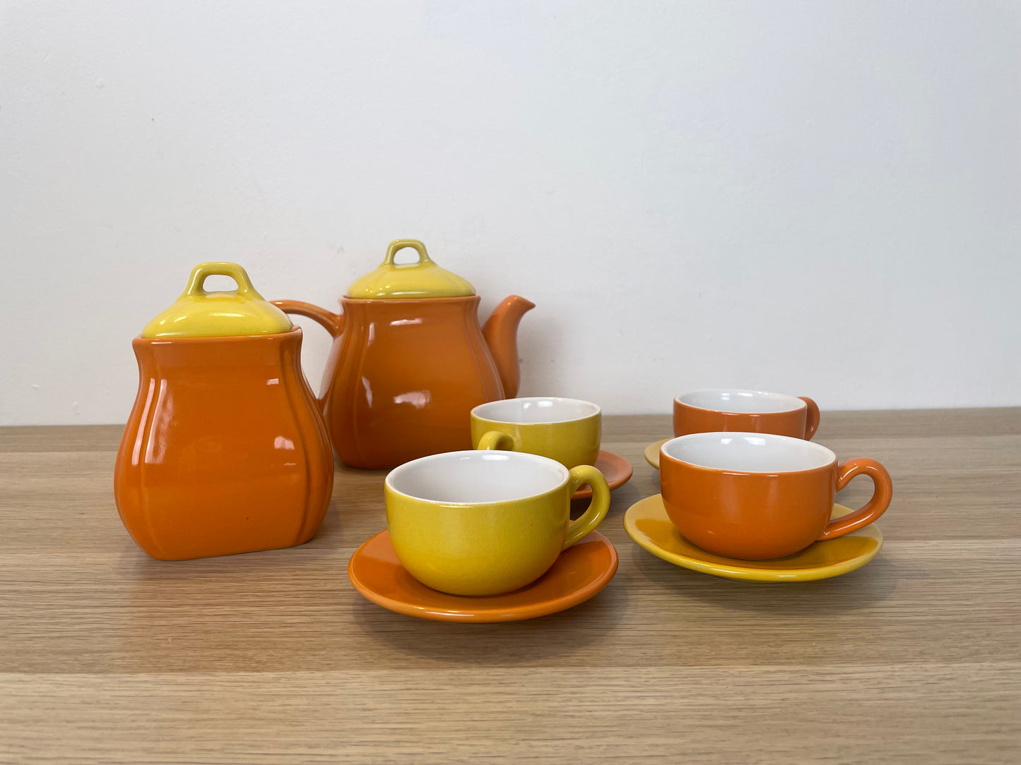 Servizio The Caffè Naj Oleari Teiera Piattini Tazzine Zuccheriera Vintage Giallo