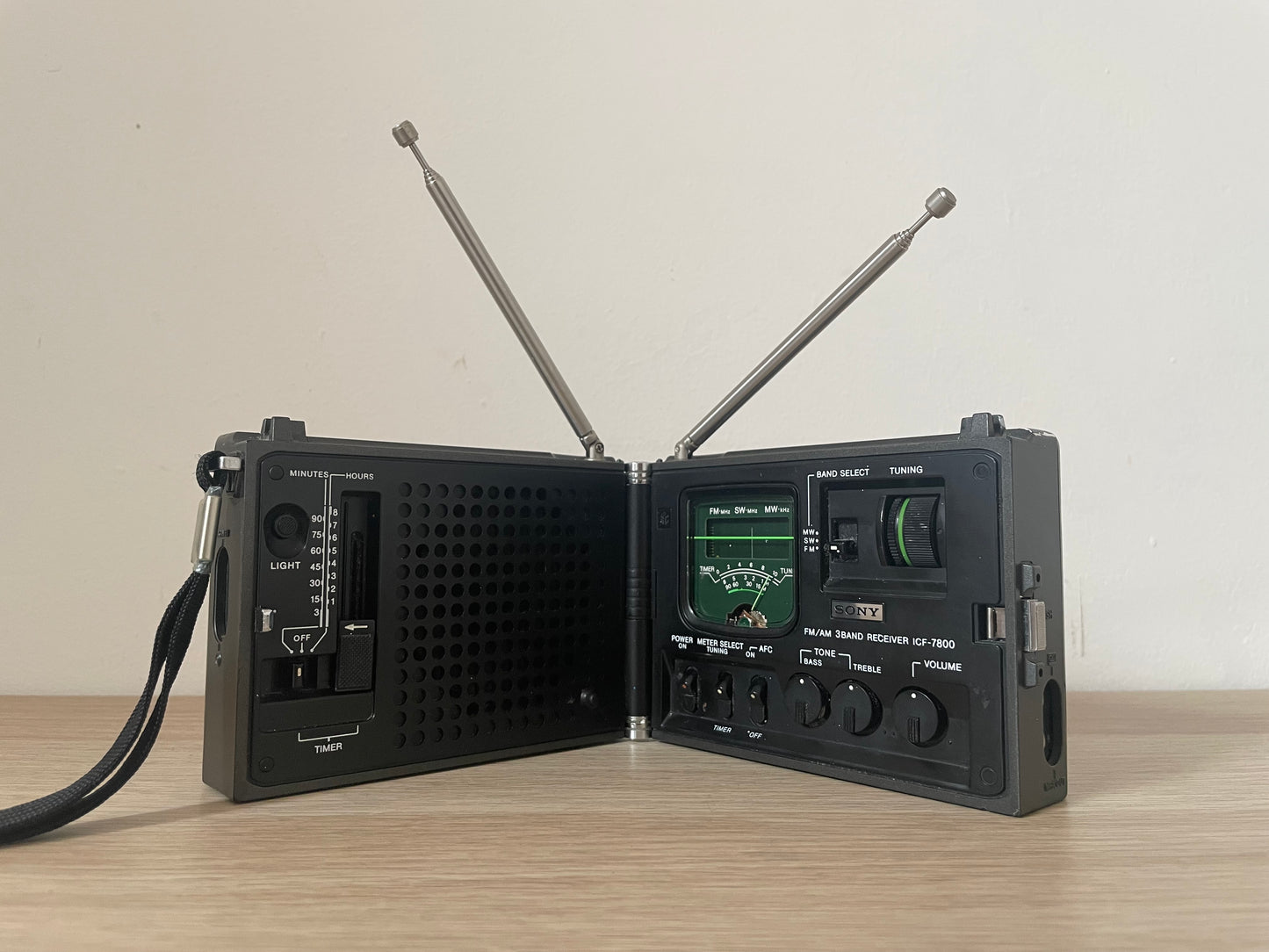 Radio Portatile Sony ICF 7800 Am Fm Vintage Anni 70 Made In Japan Nero Antenna