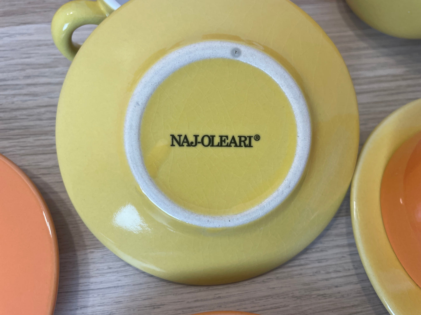 Servizio The Caffè Naj Oleari Teiera Piattini Tazzine Zuccheriera Vintage Giallo