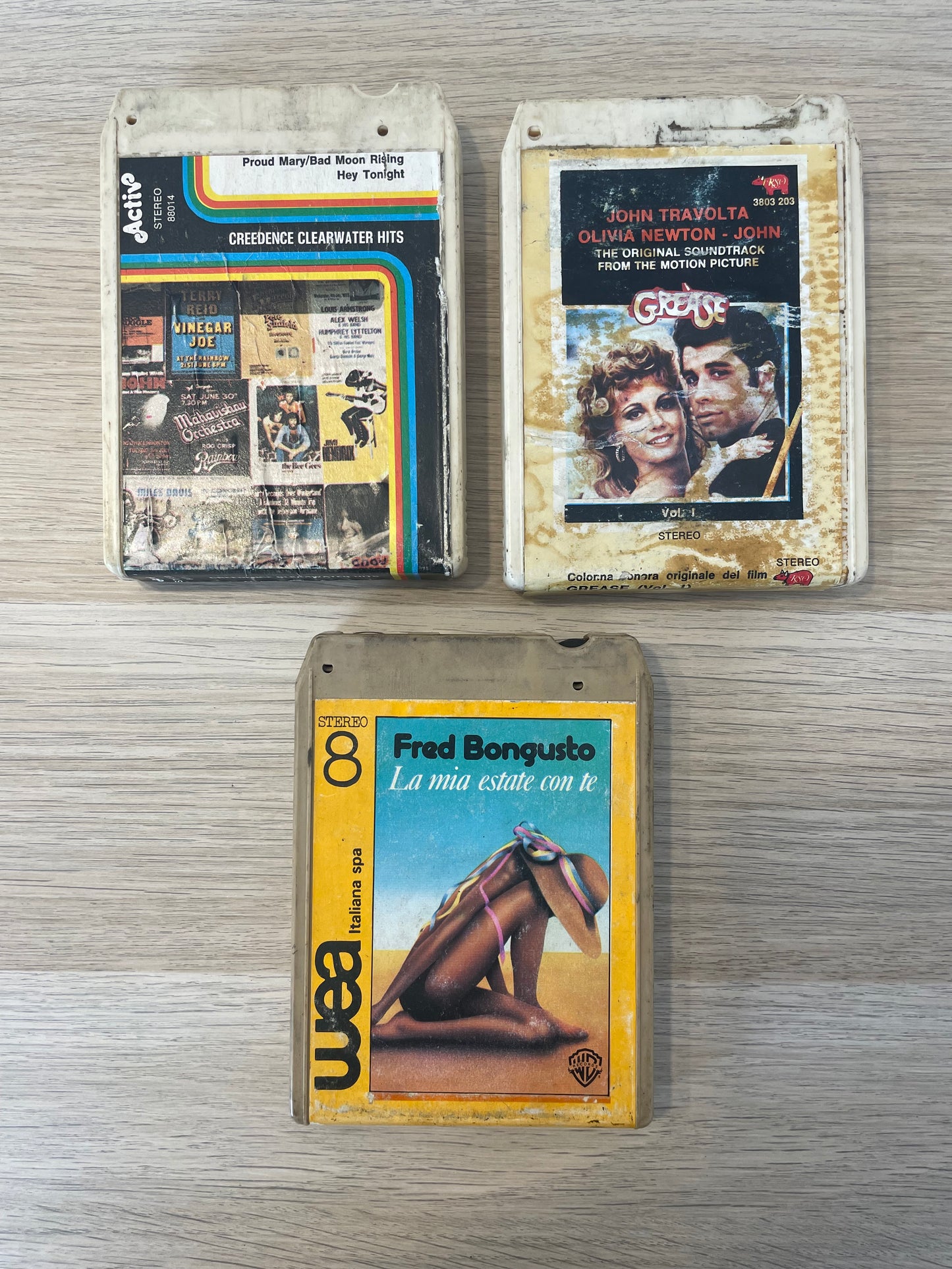 Lotto 3 Cassette Stereo 8 Bongusto Grease Travolta Creedence Clearwater Vari