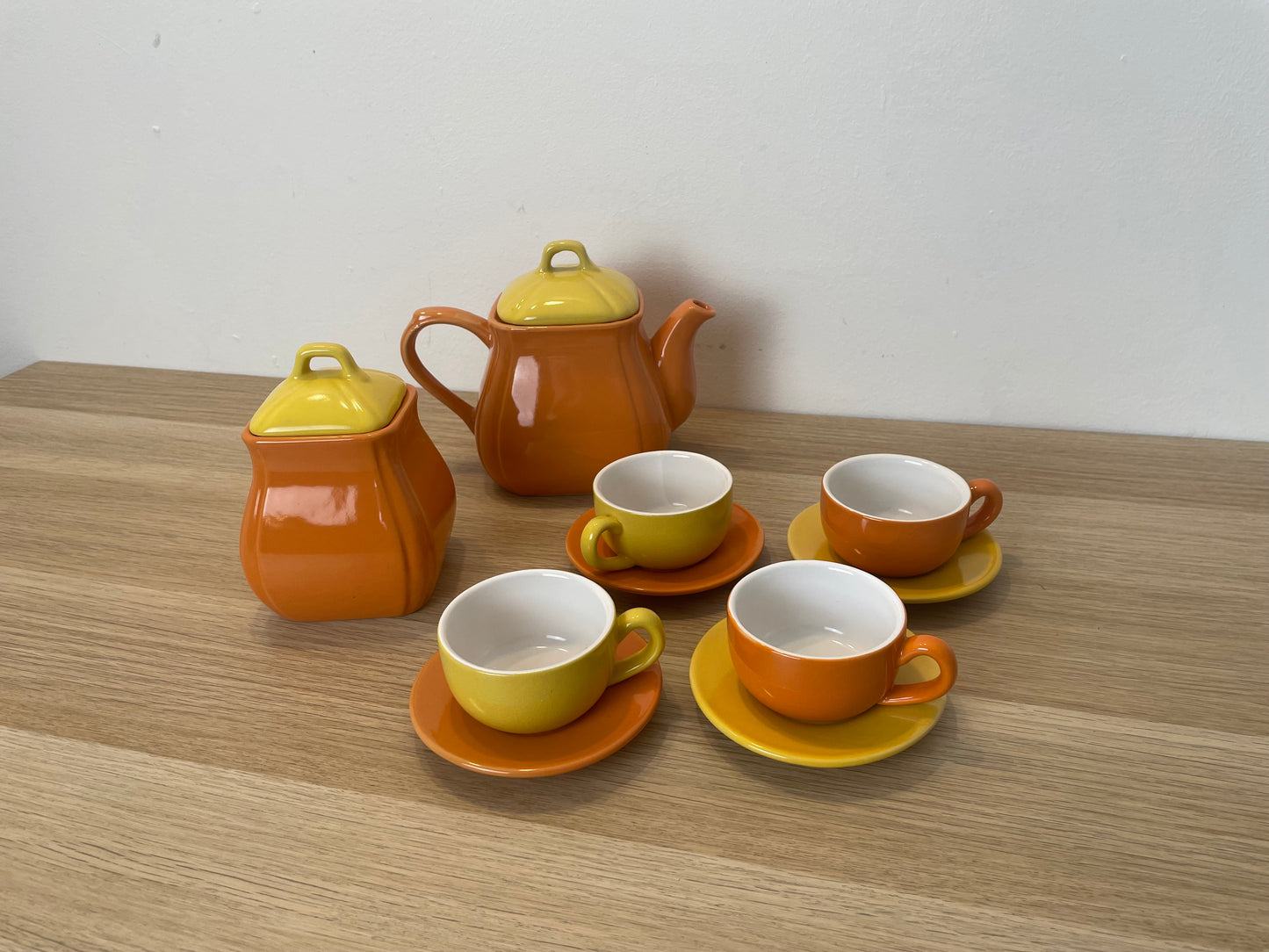 Servizio The Caffè Naj Oleari Teiera Piattini Tazzine Zuccheriera Vintage Giallo