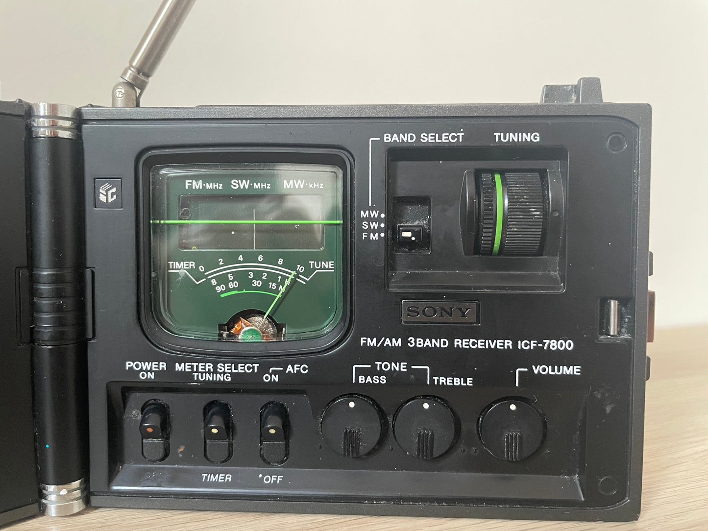 Radio Portatile Sony ICF 7800 Am Fm Vintage Anni 70 Made In Japan Nero Antenna