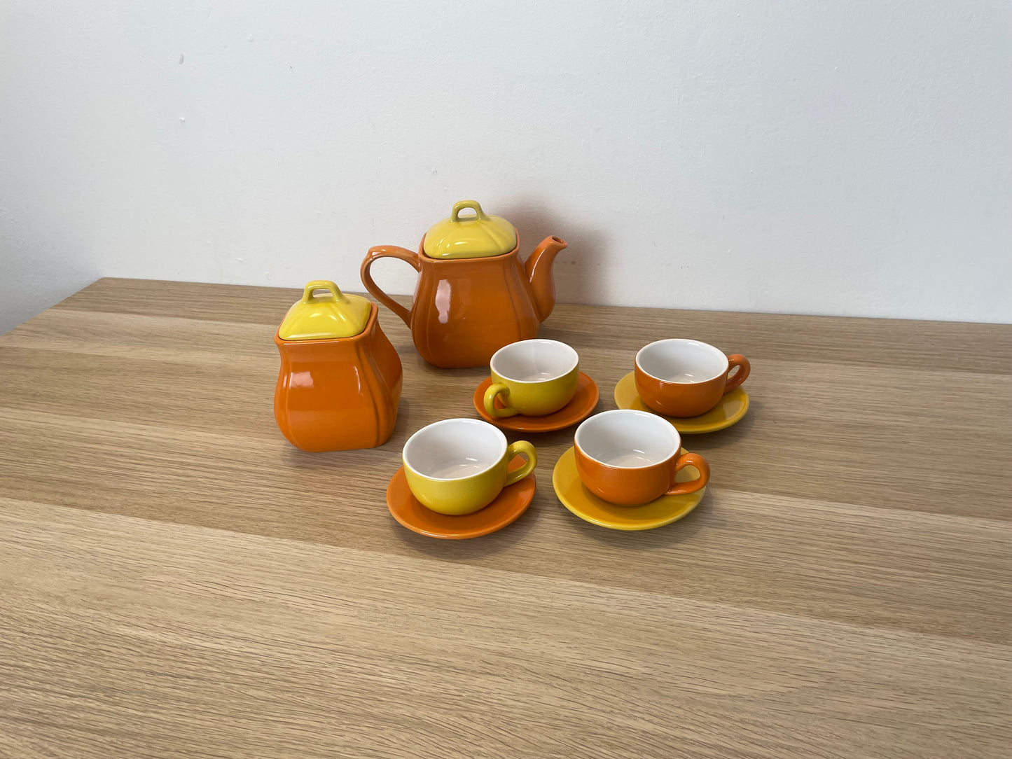 Servizio The Caffè Naj Oleari Teiera Piattini Tazzine Zuccheriera Vintage Giallo
