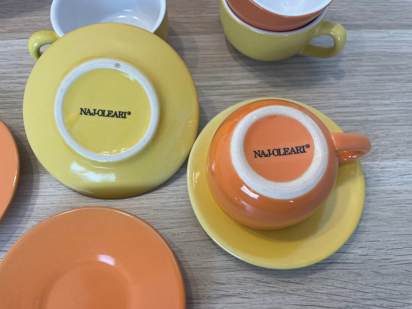 Servizio The Caffè Naj Oleari Teiera Piattini Tazzine Zuccheriera Vintage Giallo