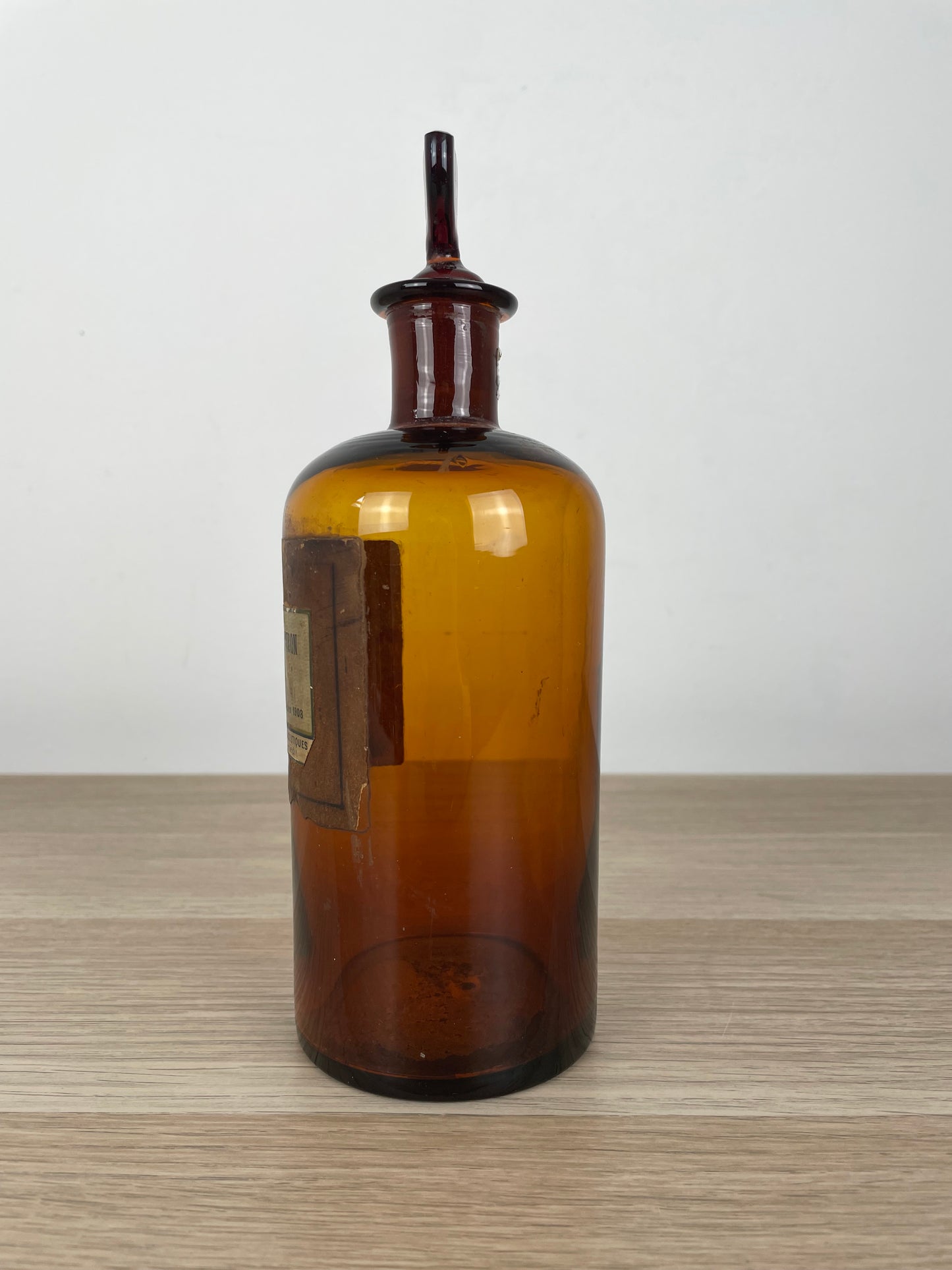Antico Barattolo Flacone Da Farmacia Alcoolature De Citron Bottiglia Ambrata 800