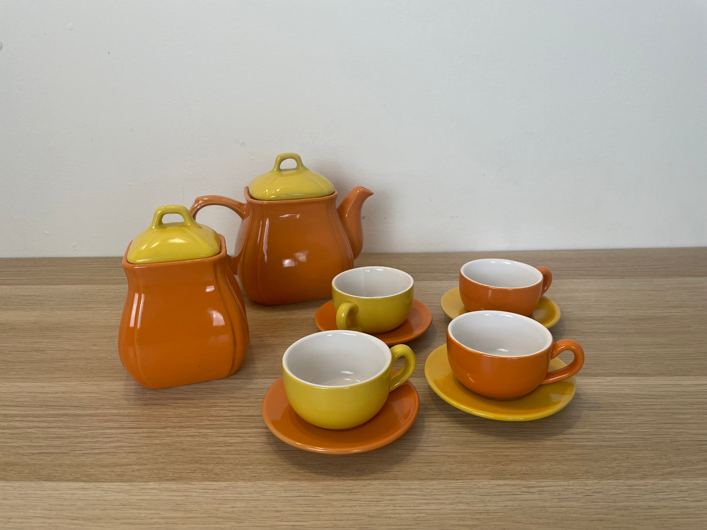 Servizio The Caffè Naj Oleari Teiera Piattini Tazzine Zuccheriera Vintage Giallo