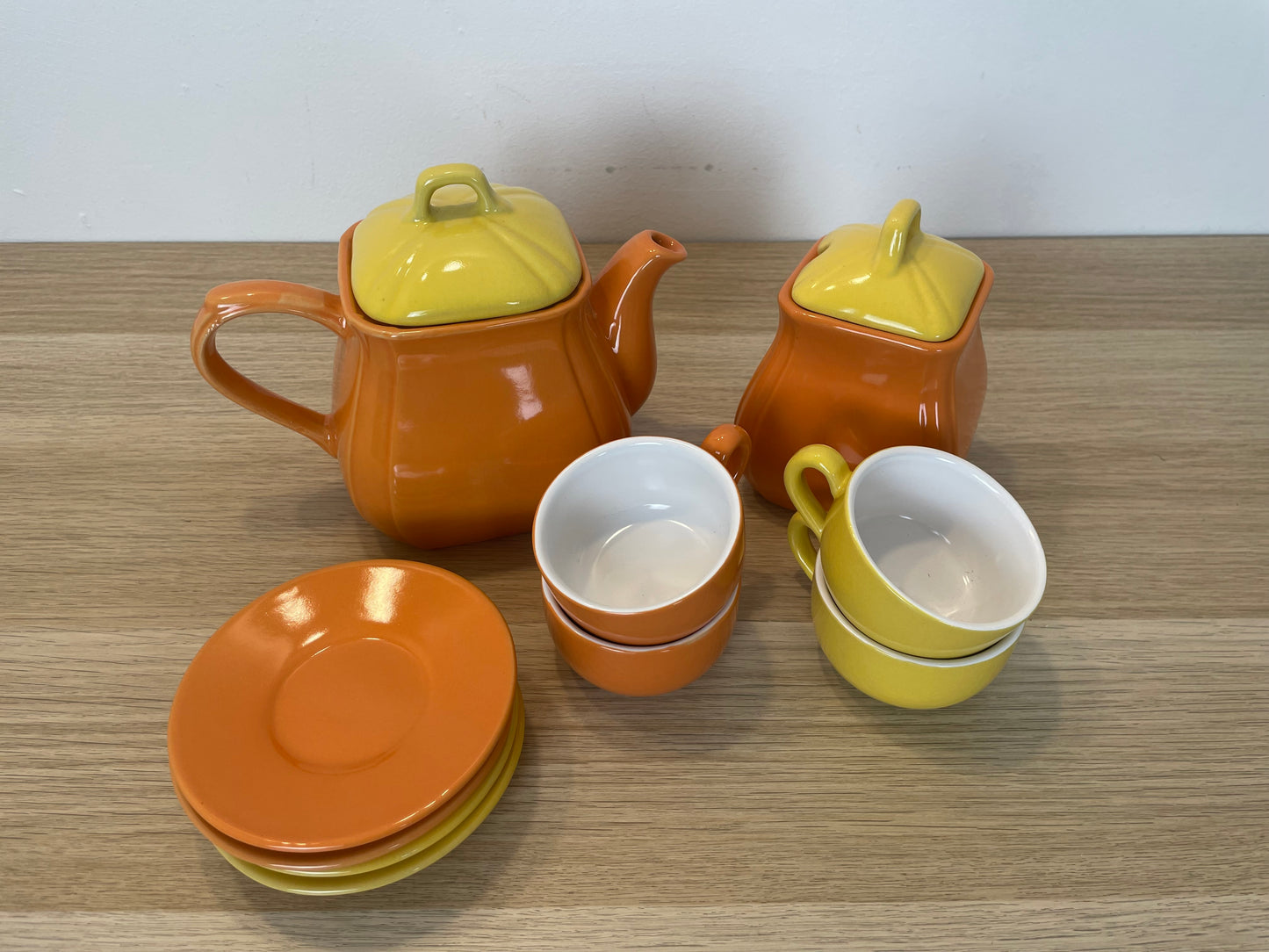 Servizio The Caffè Naj Oleari Teiera Piattini Tazzine Zuccheriera Vintage Giallo