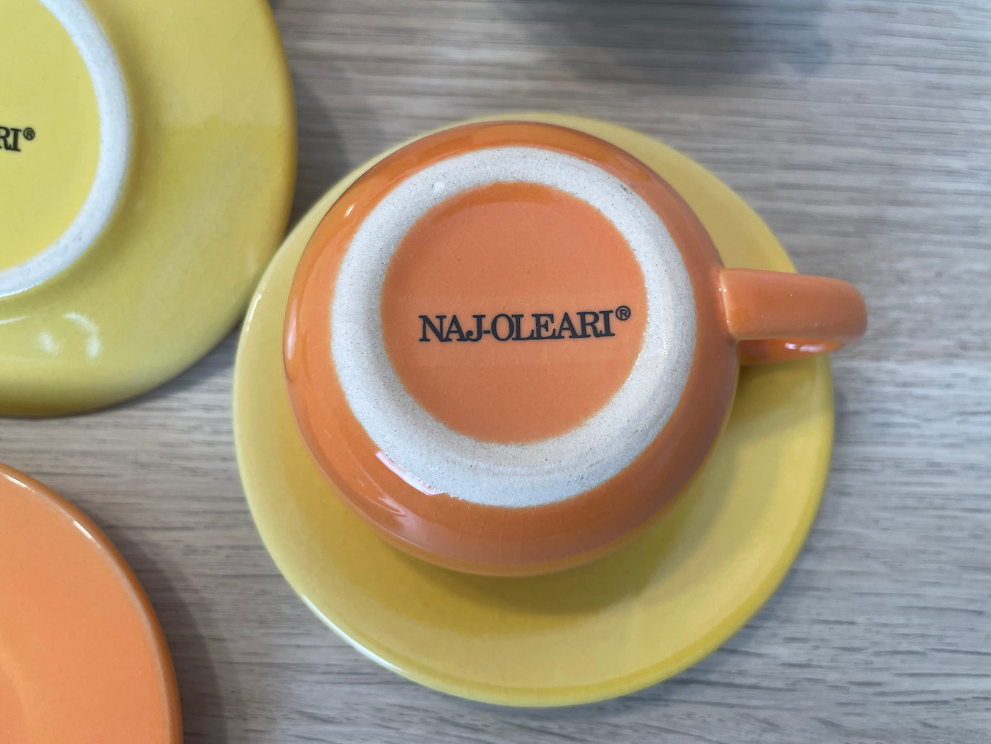 Servizio The Caffè Naj Oleari Teiera Piattini Tazzine Zuccheriera Vintage Giallo