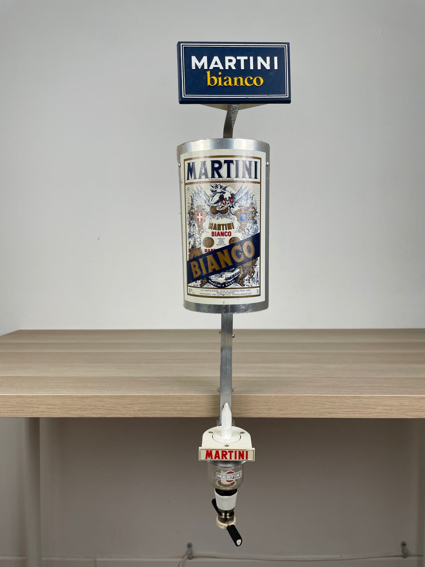 Dispenser Per Bottiglie Martini Bianco Vintage Epoca Con Morsetto Francia Parigi