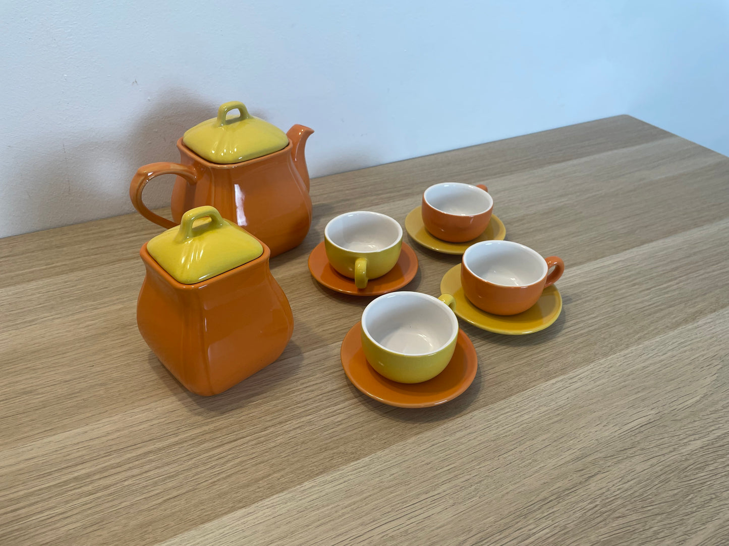 Servizio The Caffè Naj Oleari Teiera Piattini Tazzine Zuccheriera Vintage Giallo
