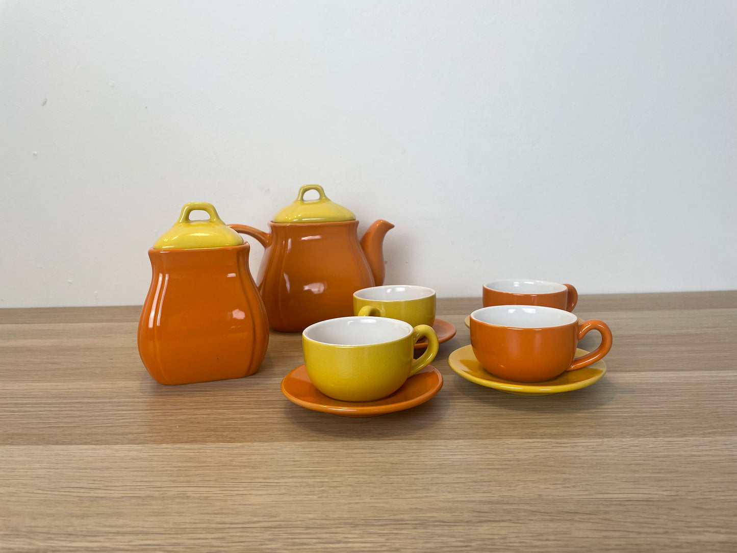 Servizio The Caffè Naj Oleari Teiera Piattini Tazzine Zuccheriera Vintage Giallo