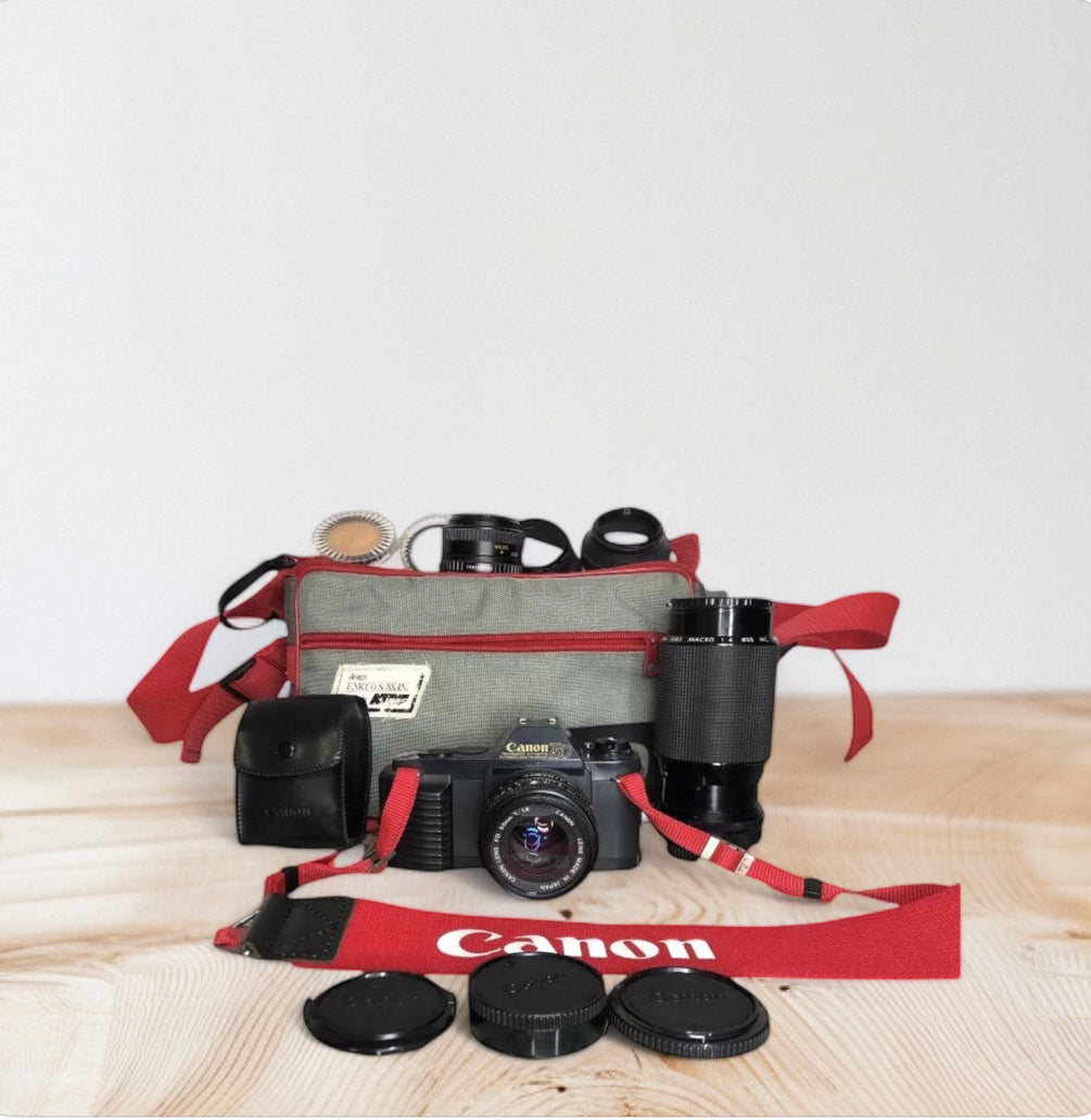 Fotocamera Analogica Canon T50 35mm Relflex Con Obiettivi Borsa Filtri Tracolla