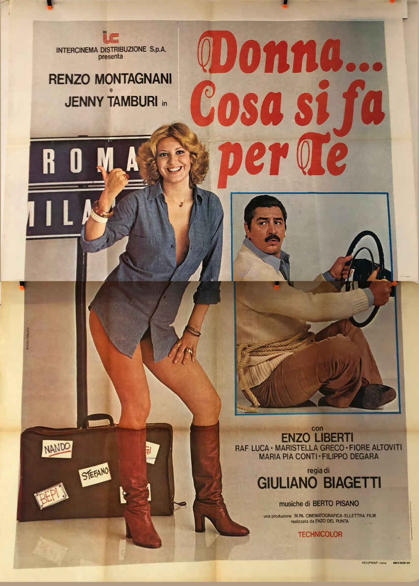 Manifesti Cinema Originali Film "Donna...Cosa Si Fa Per Te", Anno 1976, misure 280x200 cm