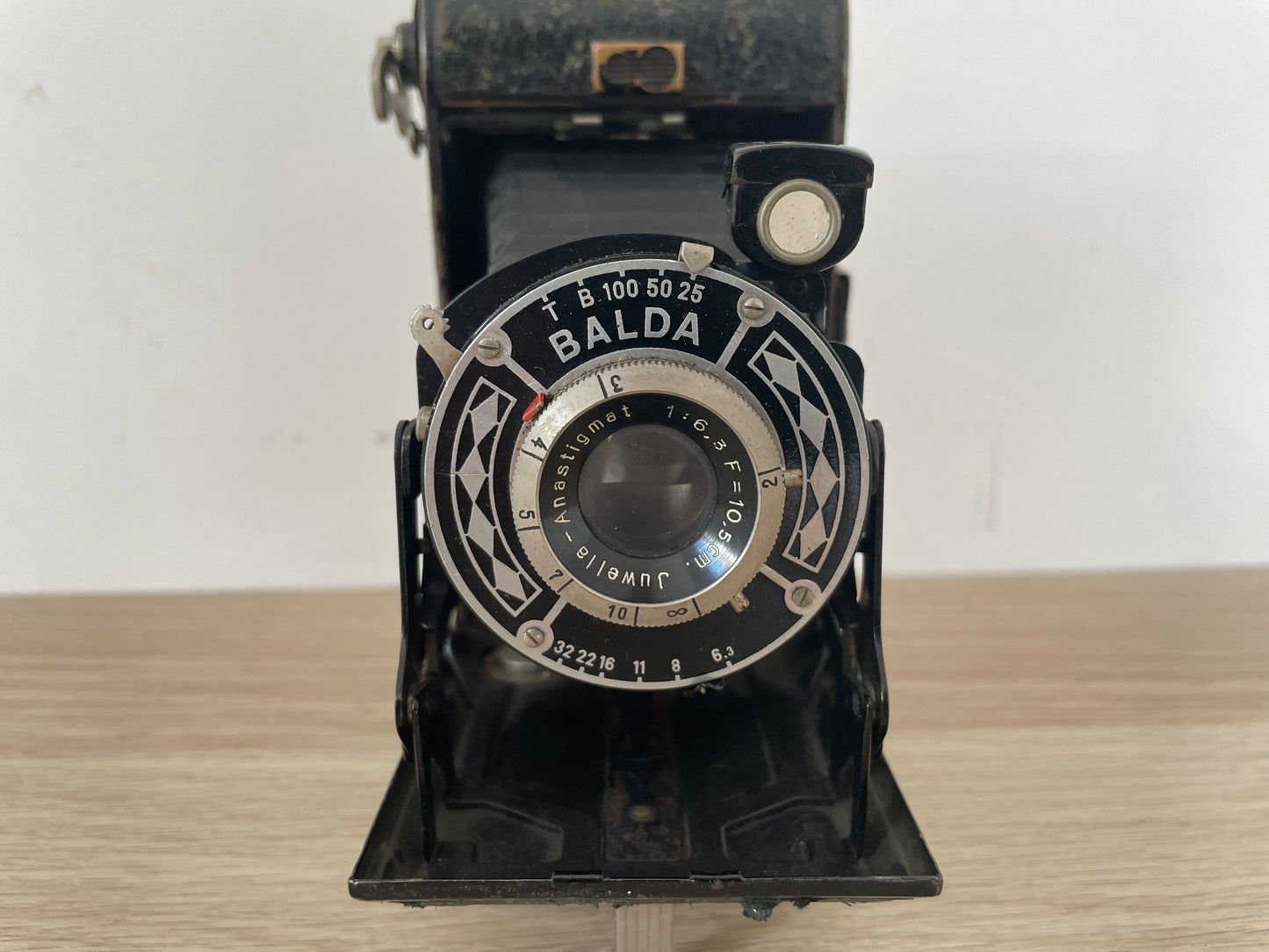 Antica Fotocamera A Soffietto Balda 6x9 Epoca Vintage Nera Con Custodia