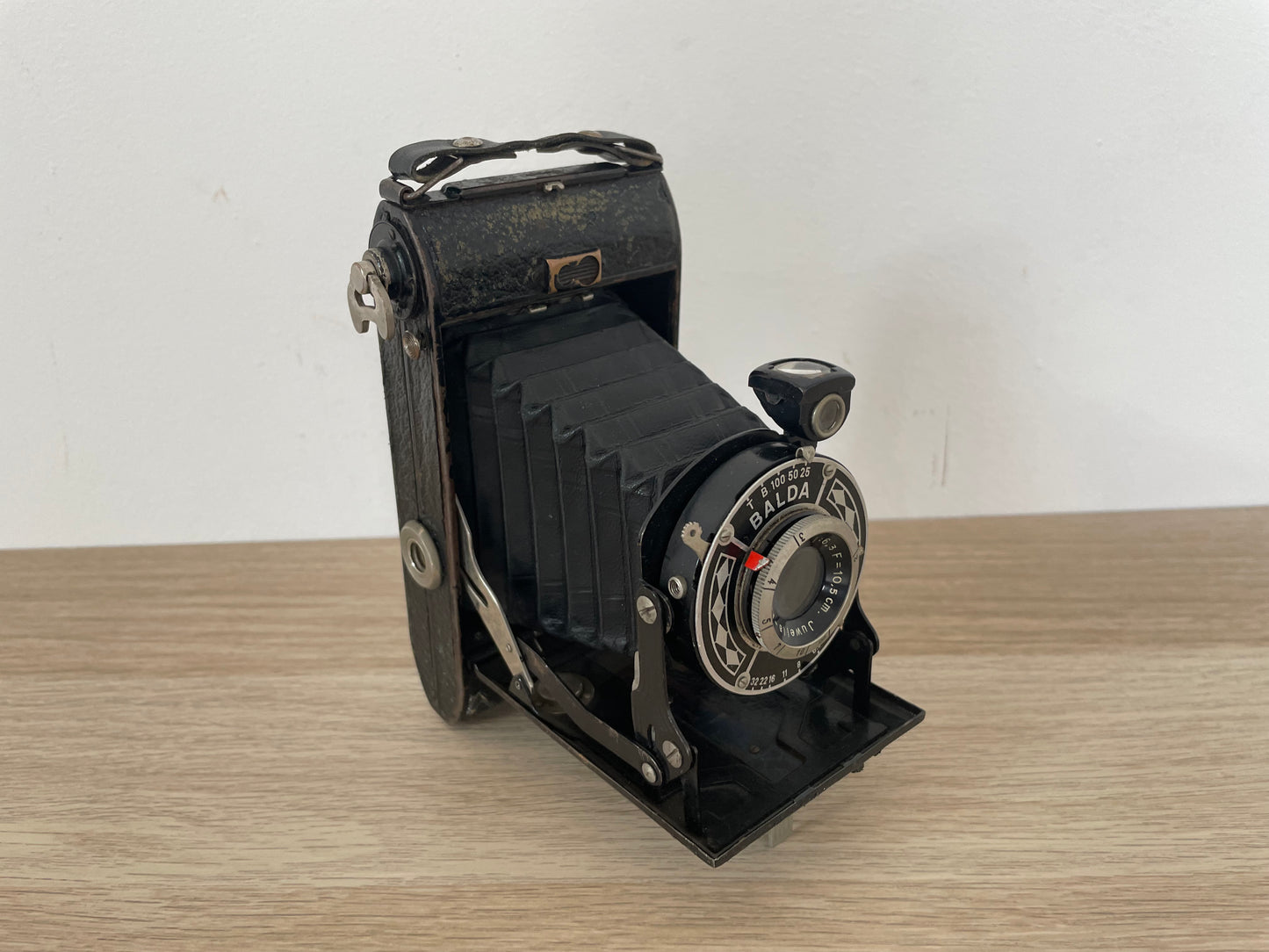 Antica Fotocamera A Soffietto Balda 6x9 Epoca Vintage Nera Con Custodia