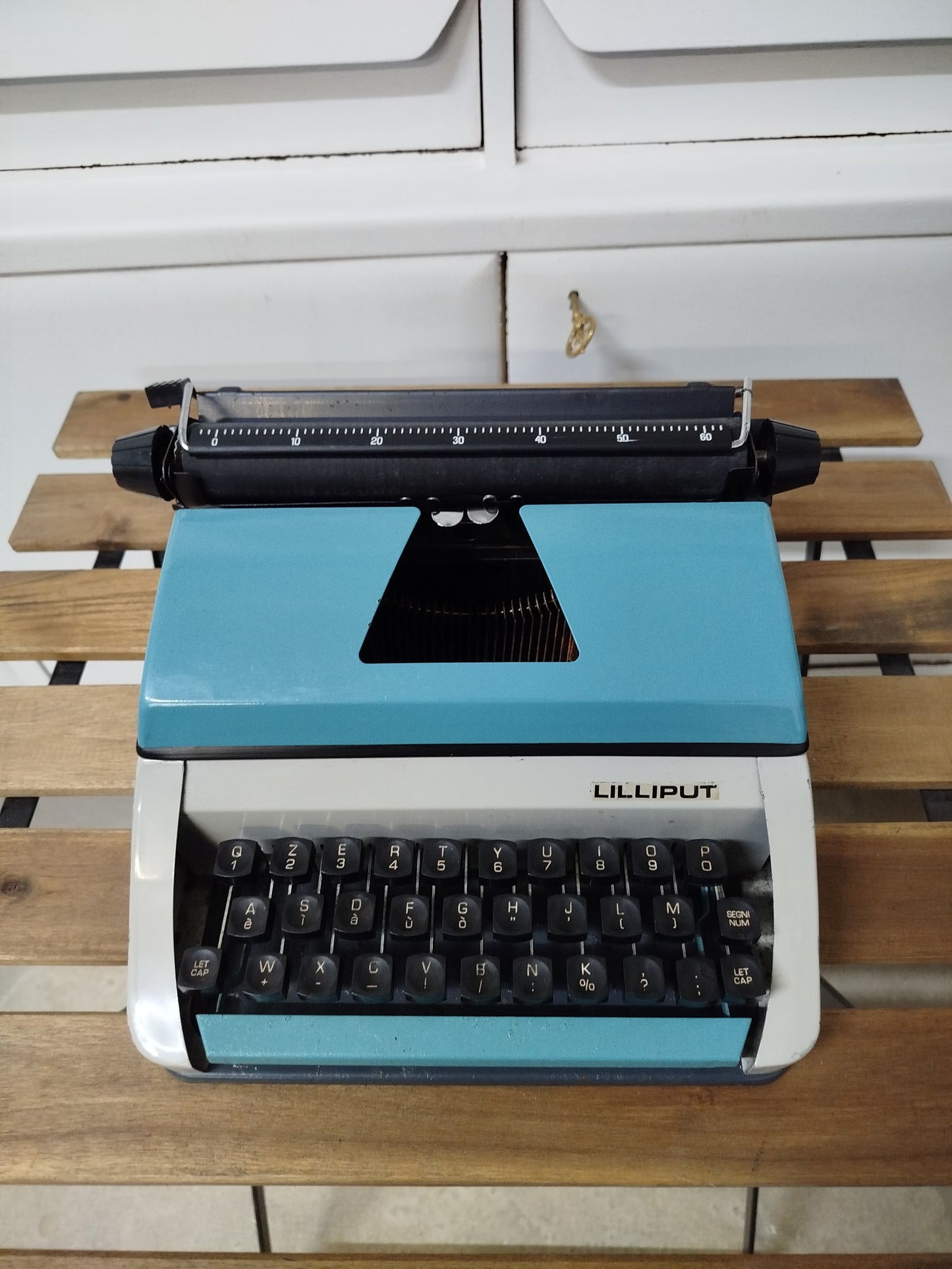 Macchina Da Scrivere Giocattolo Vintage Lilliput Epoca Anni 70 Azzurra E Grigia