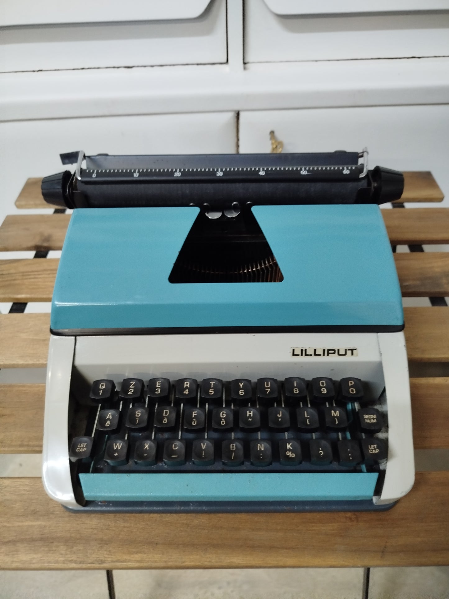 Macchina Da Scrivere Giocattolo Vintage Lilliput Epoca Anni 70 Azzurra E Grigia