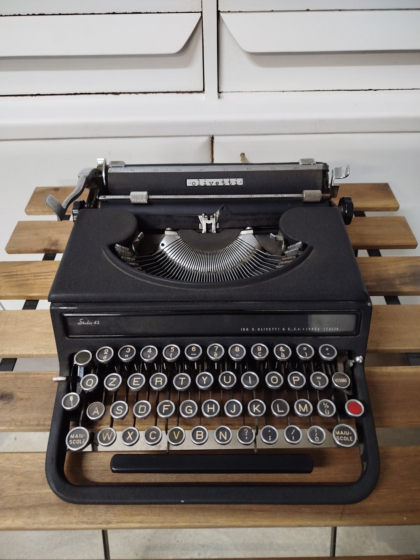 Macchina Da Scrivere Olivetti Studio 42 Portatile Vintage Epoca Anni 30 Colore Nero