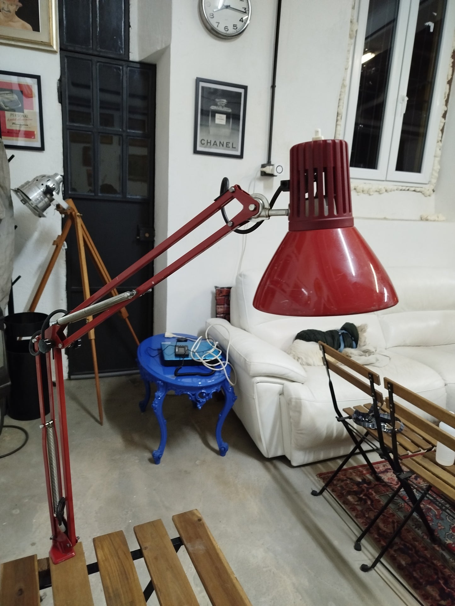 Lampada Snodabile Vintage Rimsa Industriale Ministeriale Officina Rosso Con Morsetto