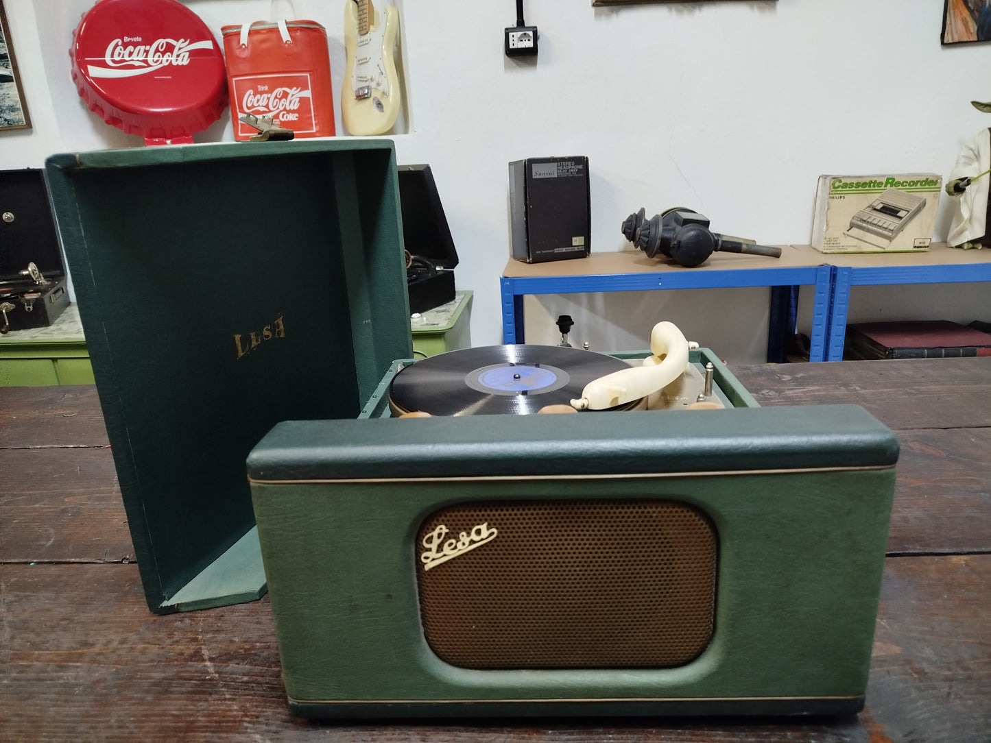 Fonovaligia Giradischi Lesa Vintage Antica Epoca Anni 60 Colore Verde Funzionante