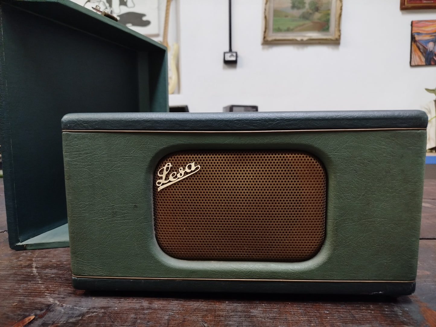 Fonovaligia Giradischi Lesa Vintage Antica Epoca Anni 60 Colore Verde Funzionante