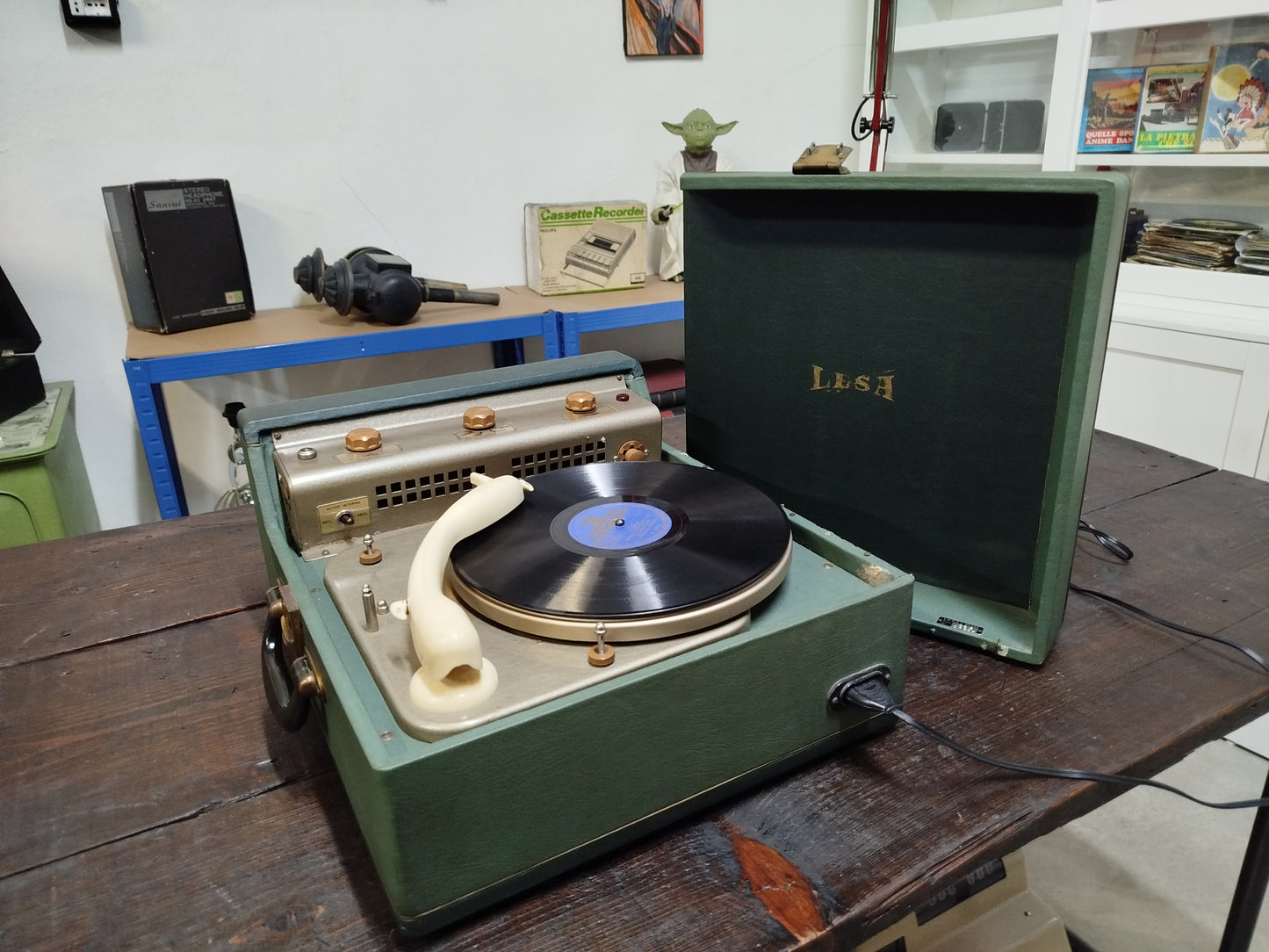 Fonovaligia Giradischi Lesa Vintage Antica Epoca Anni 60 Colore Verde Funzionante