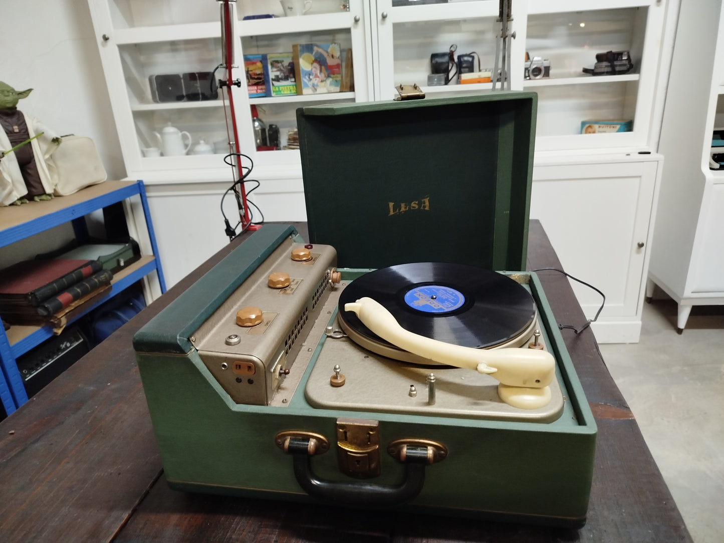 Fonovaligia Giradischi Lesa Vintage Antica Epoca Anni 60 Colore Verde Funzionante