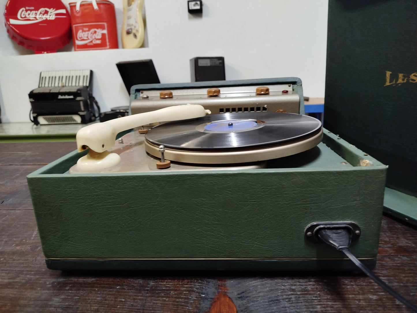 Fonovaligia Giradischi Lesa Vintage Antica Epoca Anni 60 Colore Verde Funzionante