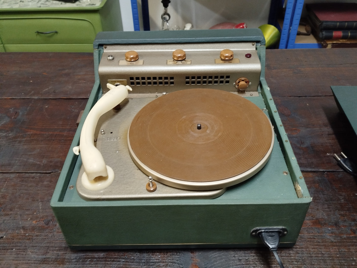 Fonovaligia Giradischi Lesa Vintage Antica Epoca Anni 60 Colore Verde Funzionante