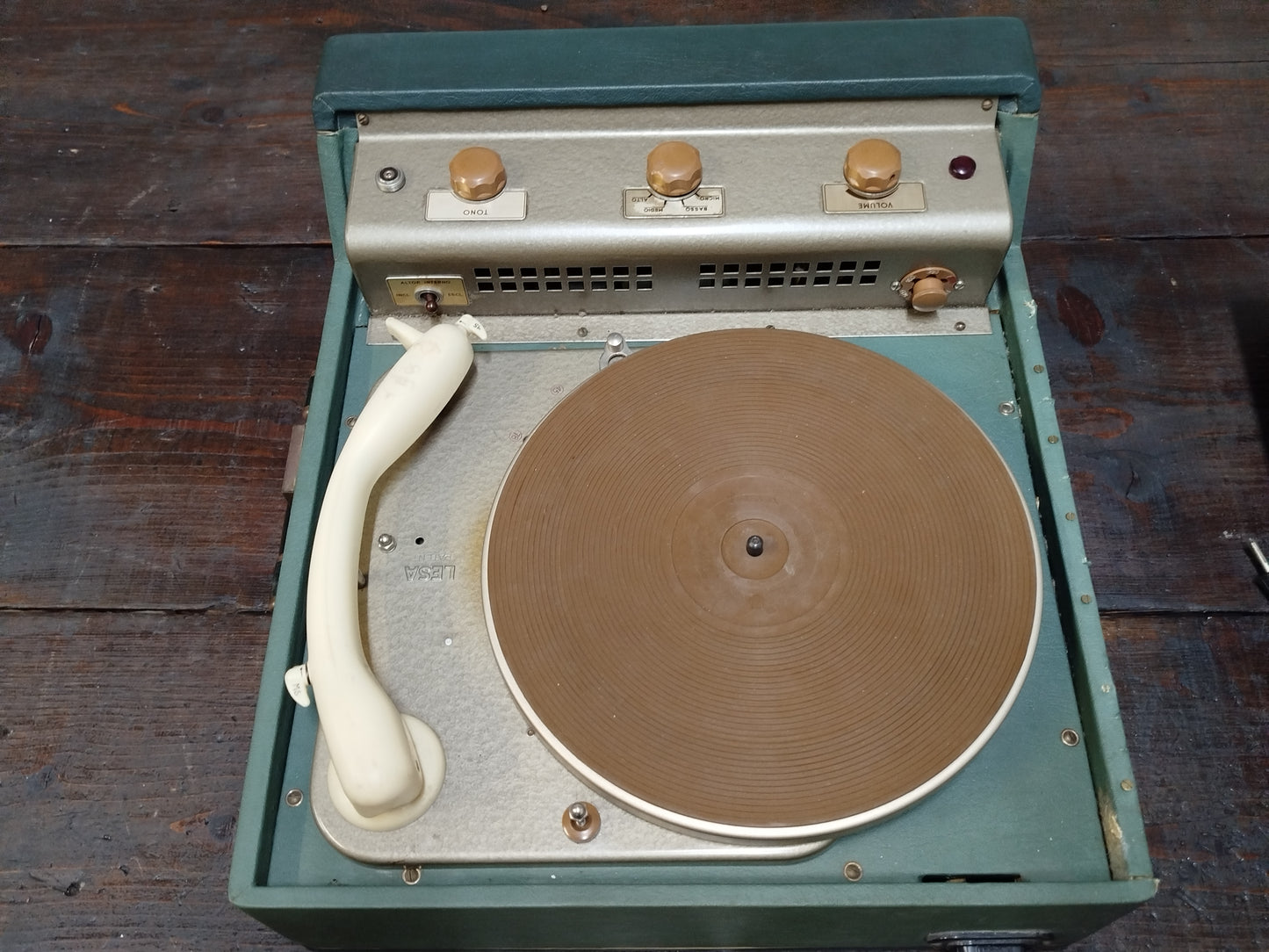 Fonovaligia Giradischi Lesa Vintage Antica Epoca Anni 60 Colore Verde Funzionante
