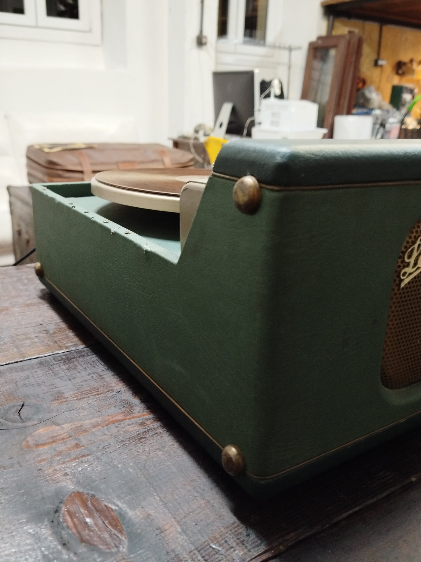Fonovaligia Giradischi Lesa Vintage Antica Epoca Anni 60 Colore Verde Funzionante