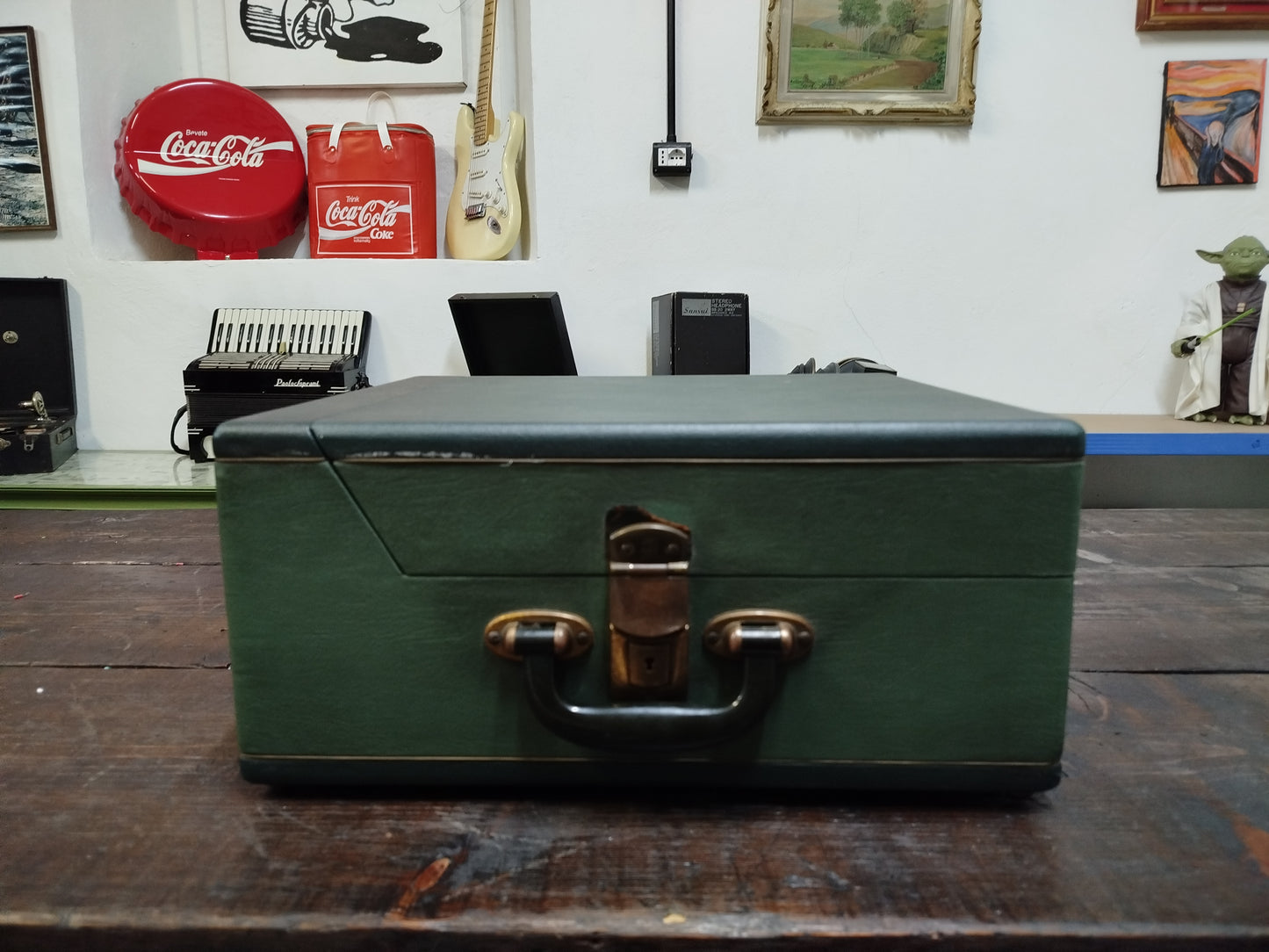 Fonovaligia Giradischi Lesa Vintage Antica Epoca Anni 60 Colore Verde Funzionante