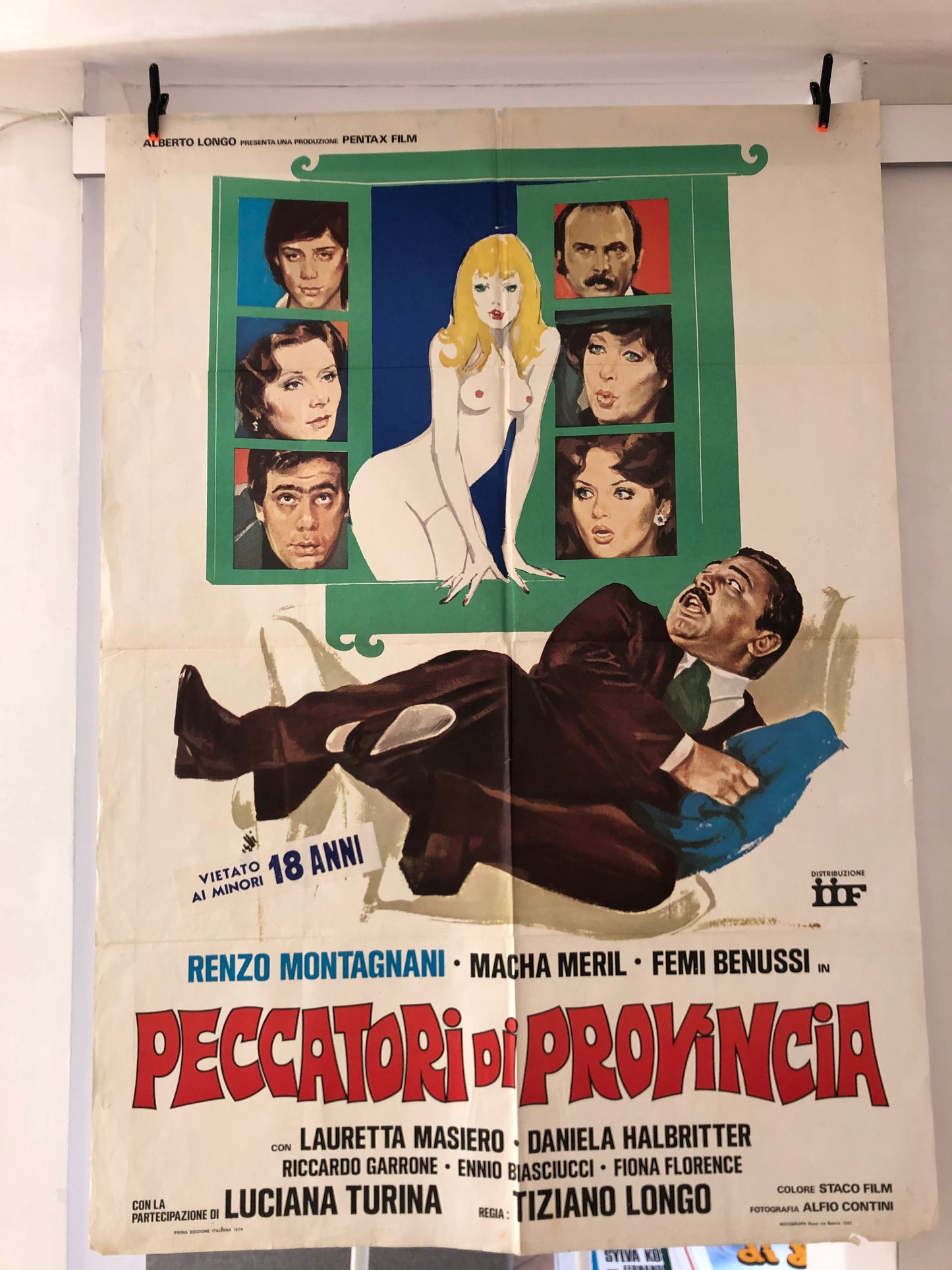 Manifesto Da Cinema Originale Film “Peccatori Di Provincia” con Renzo Montagnani, Anno 1976 Locandina 140x100