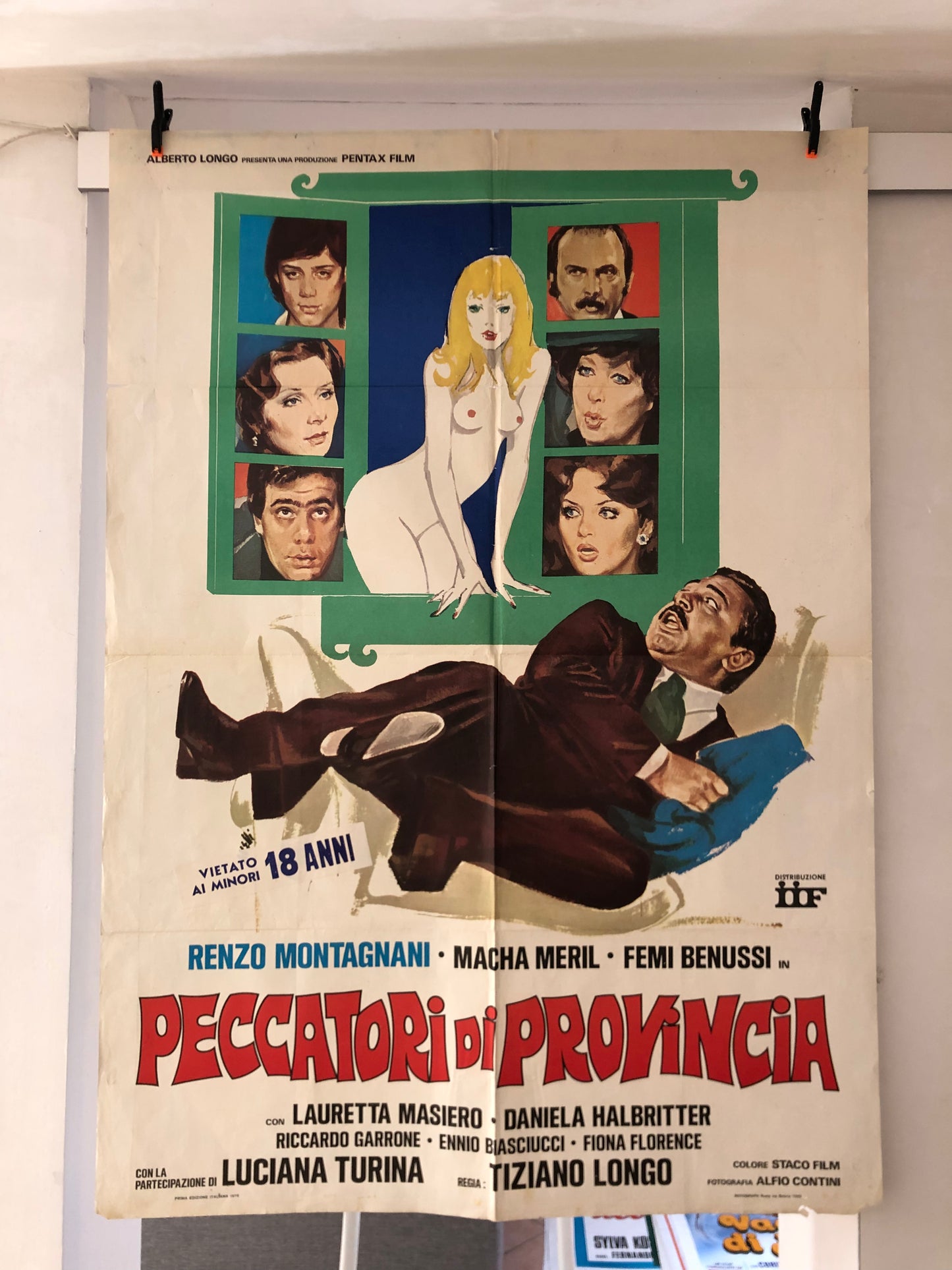 Manifesto Da Cinema Originale Film “Peccatori Di Provincia” con Renzo Montagnani, Anno 1976 Locandina 140x100