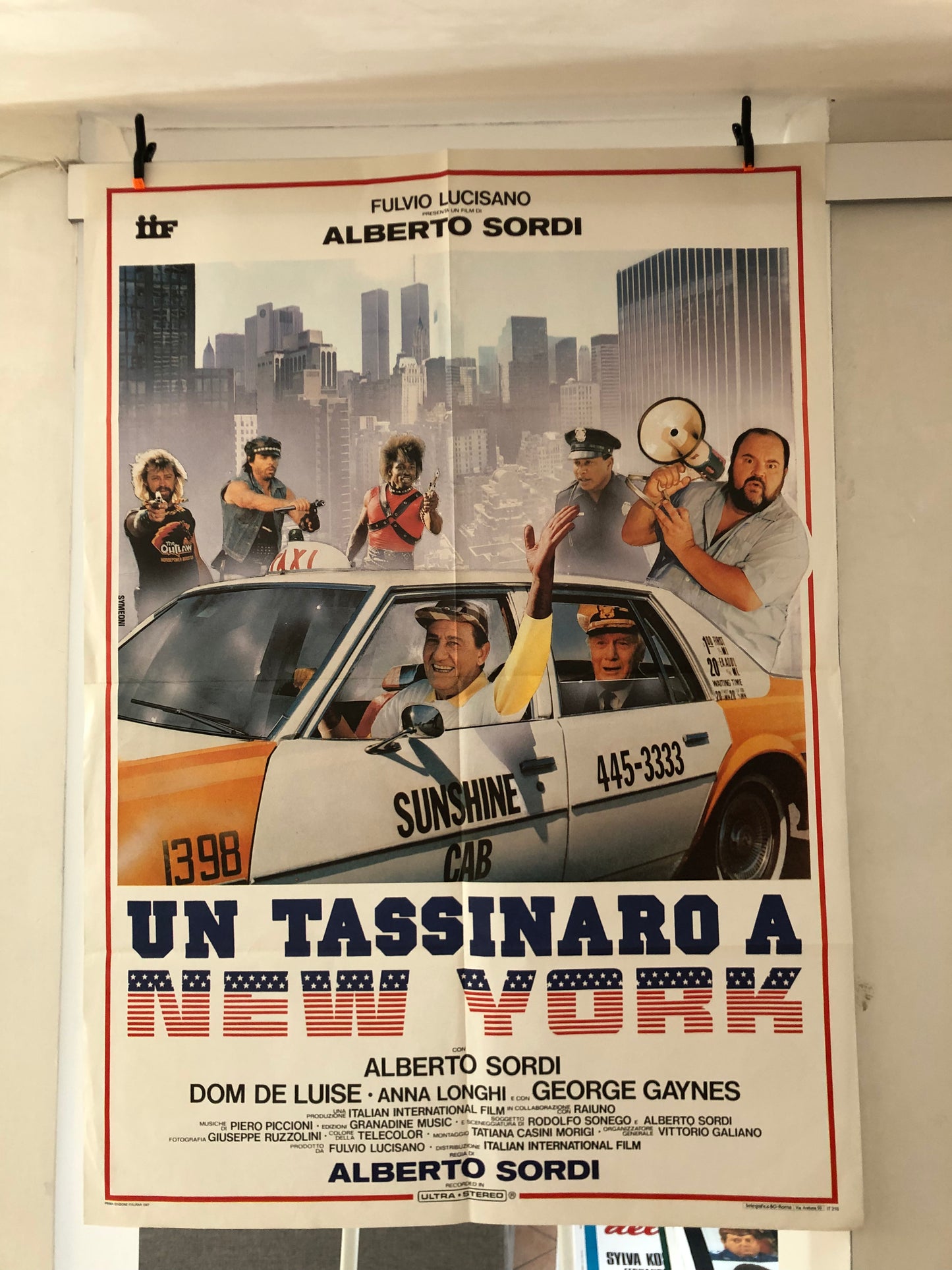 Manifesto Cinema Originale "Un Tassinaro A New York" Anno 1987 con Alberto Sordi misure 140x100