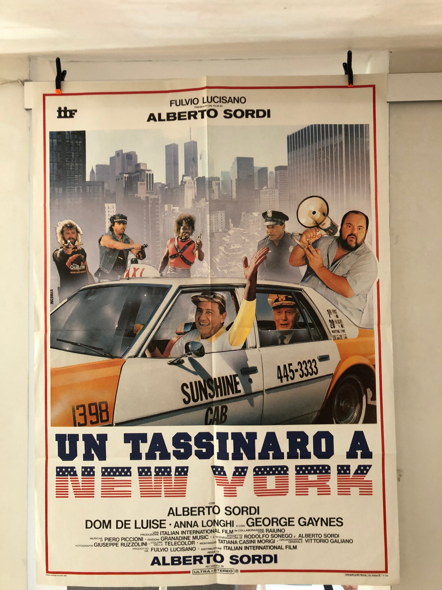 Manifesto Cinema Originale "Un Tassinaro A New York" Anno 1987 con Alberto Sordi misure 140x100