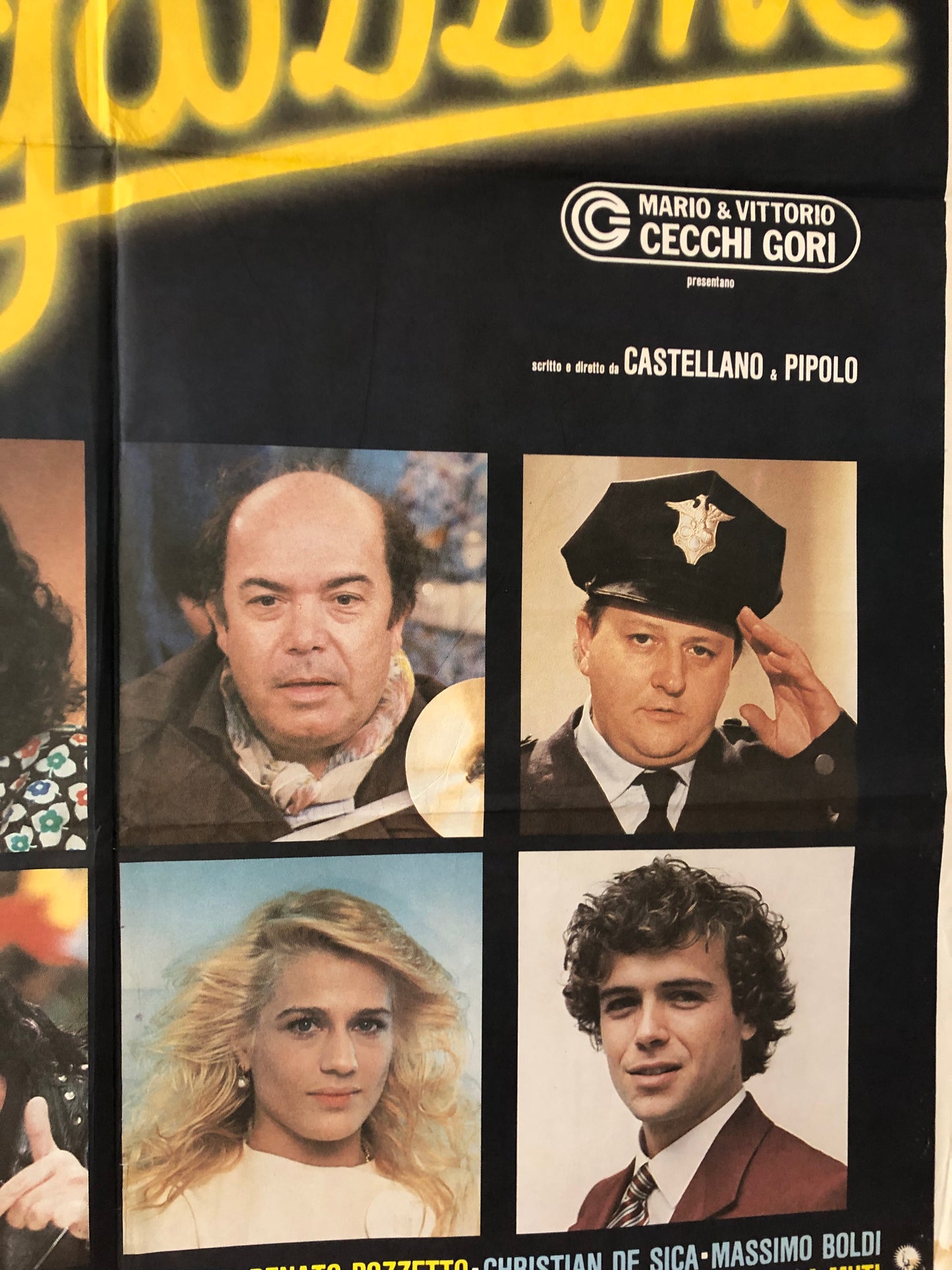 Manifesto Cinema Originale Film "Grandi Magazzini" Anno 1986, con Villaggio, Banfi, Boldi, Manfredi, misure 140x100