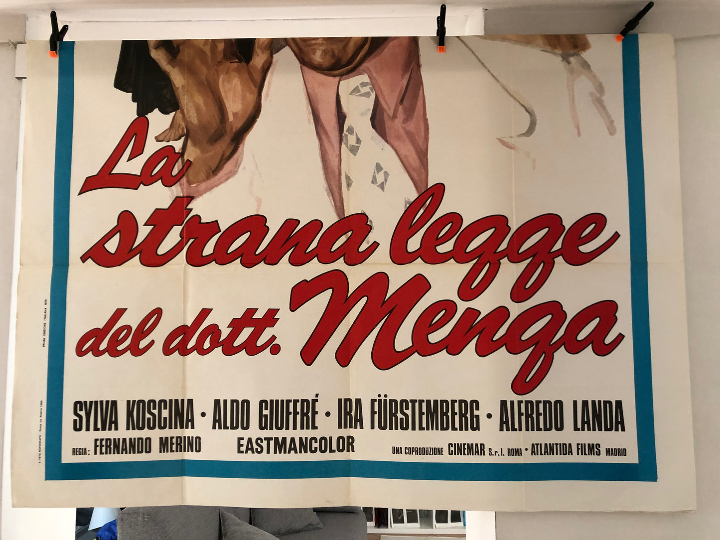 Manifesti Da Cinema Originali del Film "La Strana Legge Del Dott. Menga", Anno 1972, misura totale280x200 cm