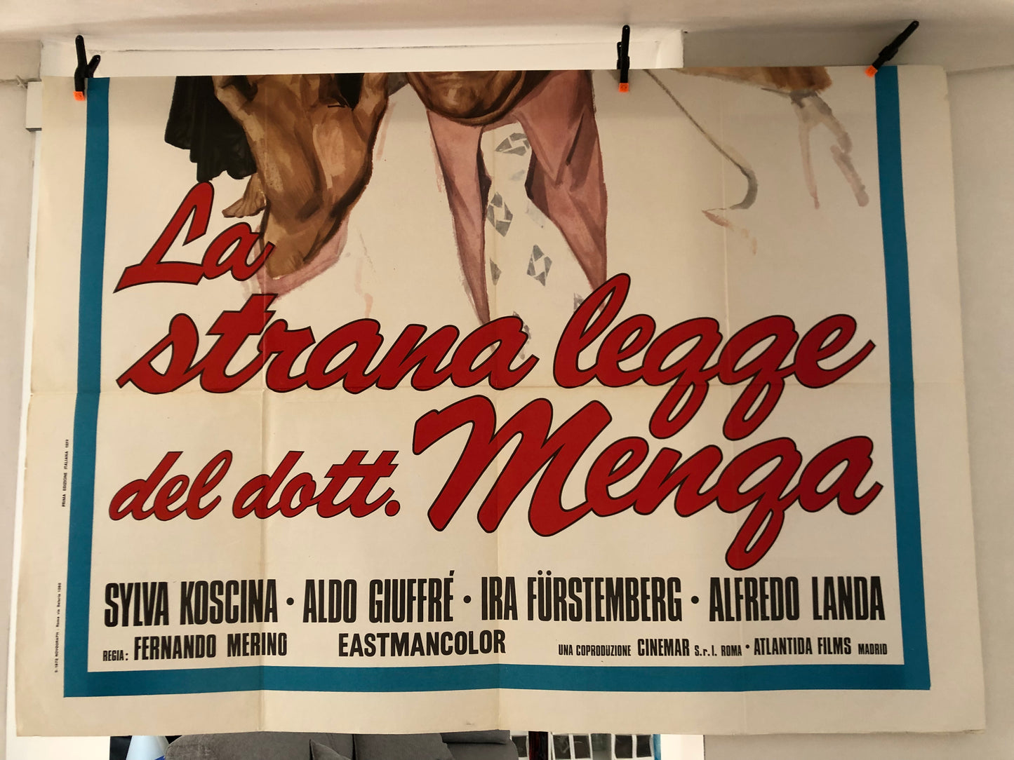 Manifesti Da Cinema Originali del Film "La Strana Legge Del Dott. Menga", Anno 1972, misura totale280x200 cm