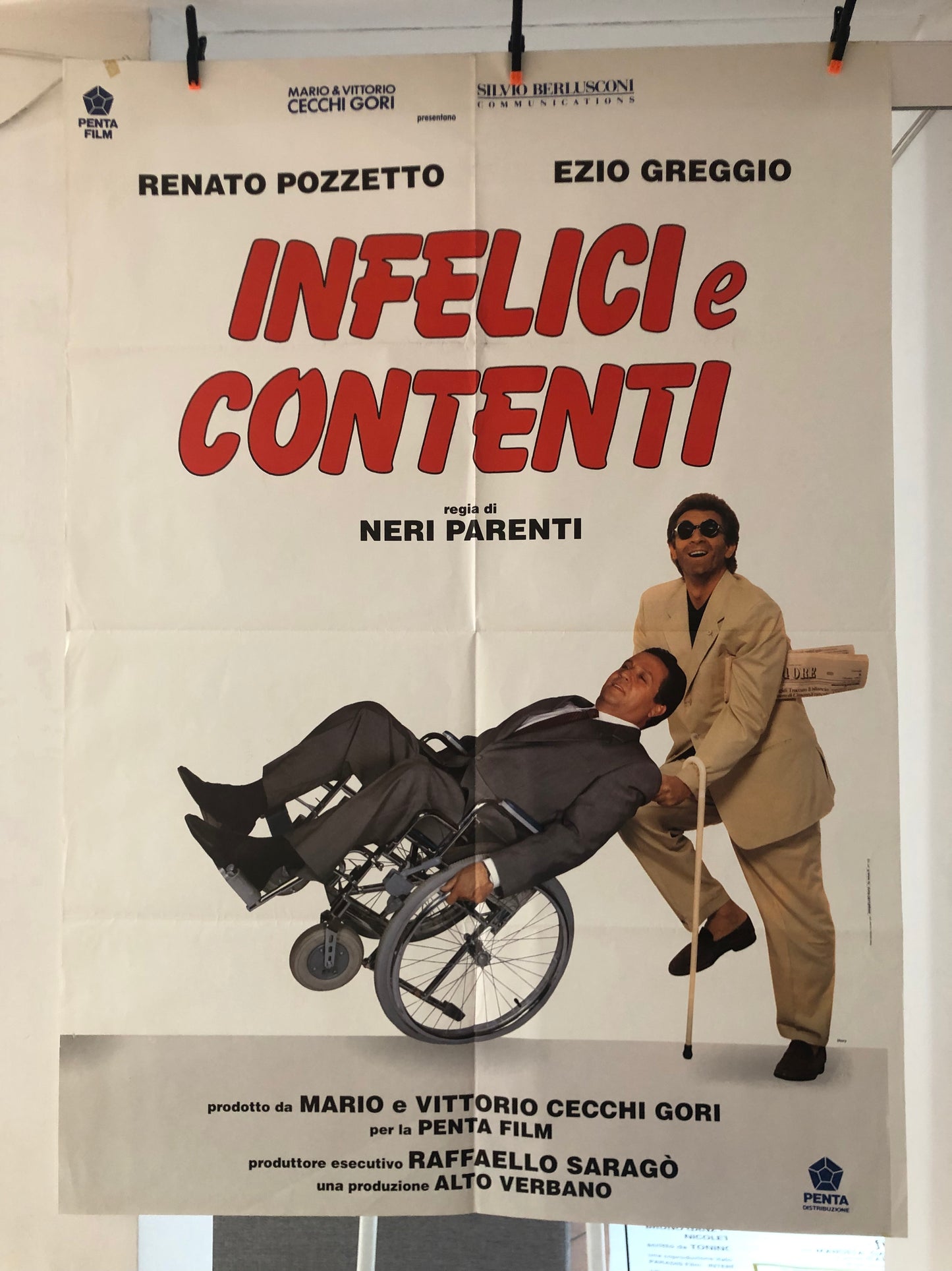 Manifesto Da Cinema Originale Film "Infelici E Contenti", Anno 1992, Locandina misure 140x100