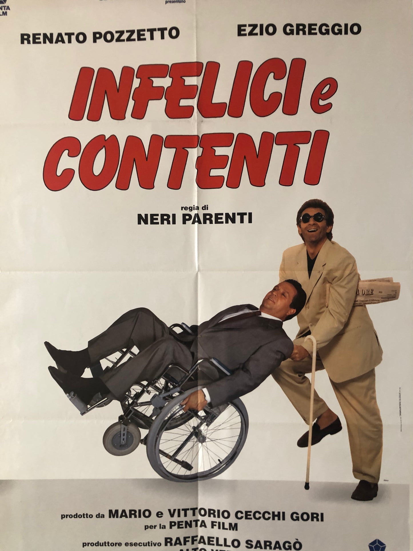 Manifesto Da Cinema Originale Film "Infelici E Contenti", Anno 1992, Locandina misure 140x100