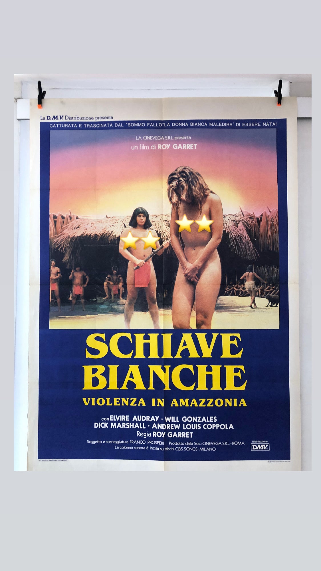 Manifesto Da Cinema Originale "Schiave Bianche - Violenza In Amazzonia", Anno 1985, Locandina 140x100