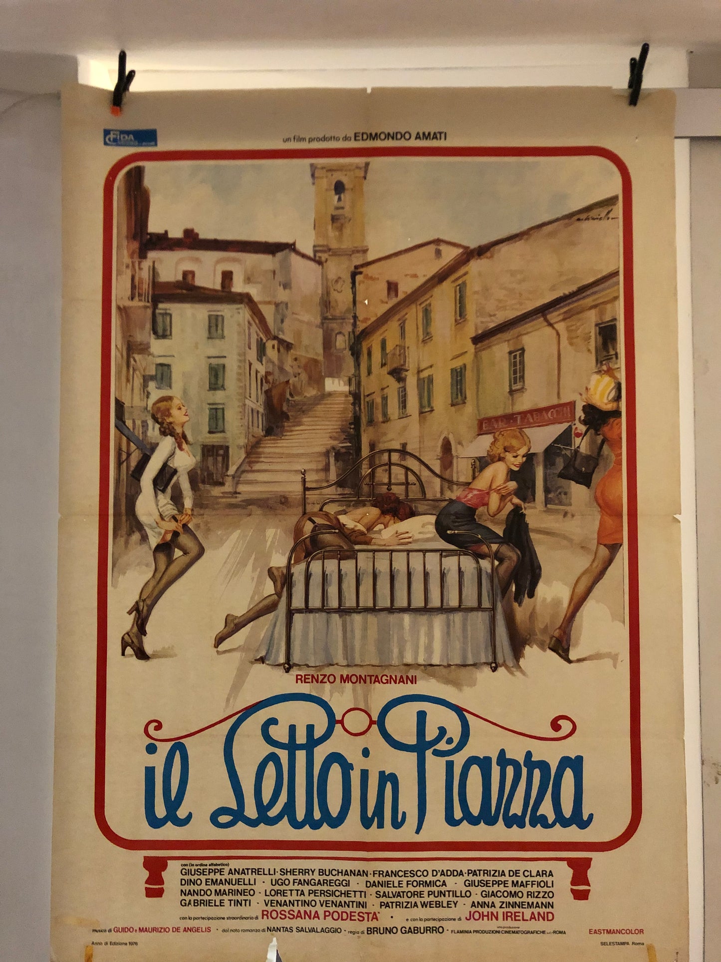 Manifesto Cinema Originale "Il Letto In Piazza" Film Anno 1976 Locandina 140x100