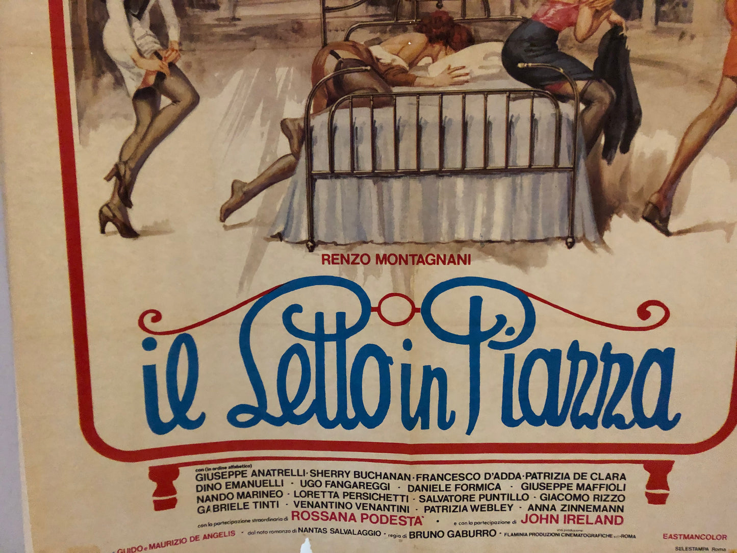 Manifesto Cinema Originale "Il Letto In Piazza" Film Anno 1976 Locandina 140x100