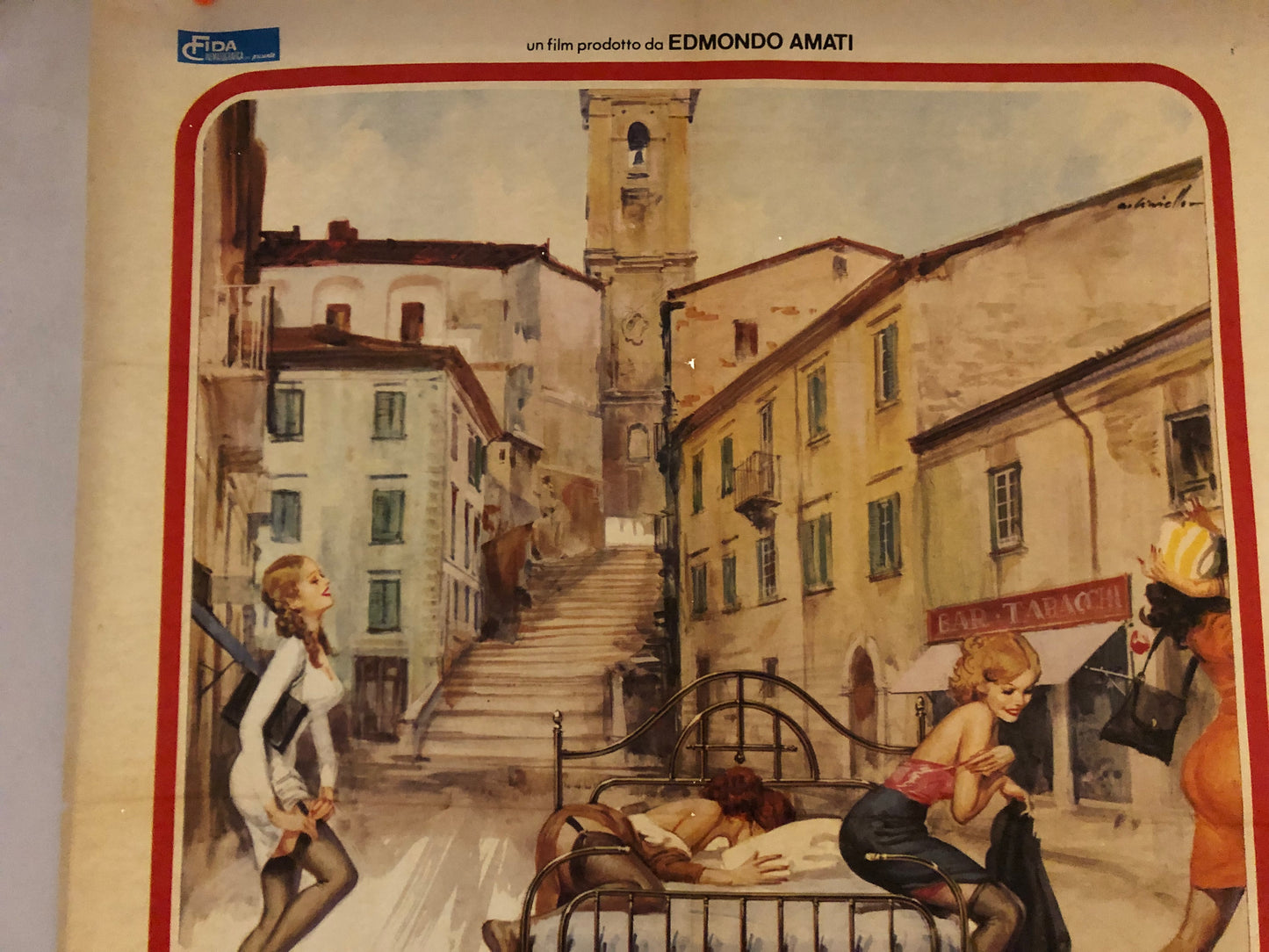 Manifesto Cinema Originale "Il Letto In Piazza" Film Anno 1976 Locandina 140x100