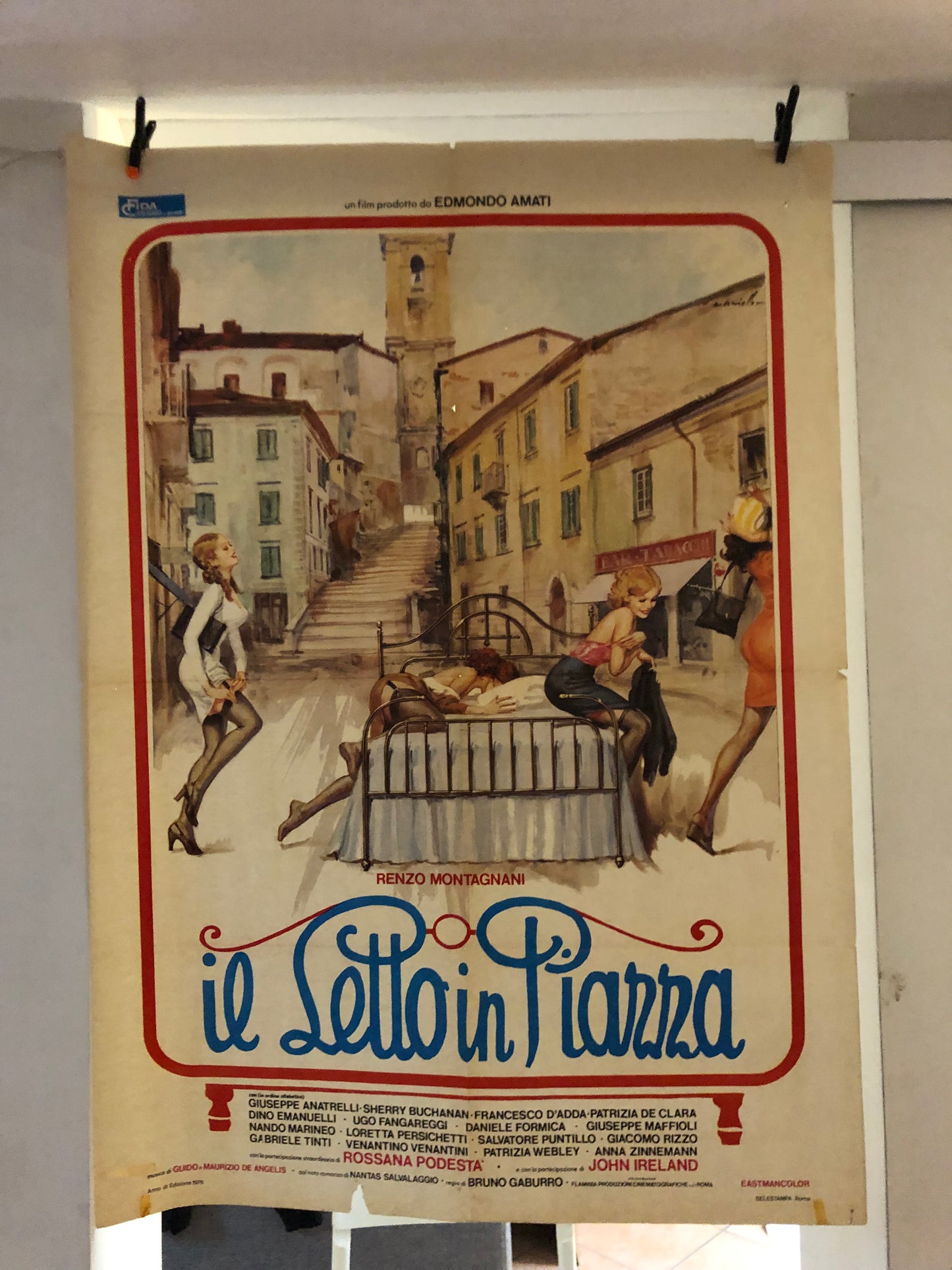 Manifesto Cinema Originale "Il Letto In Piazza" Film Anno 1976 Locandina 140x100