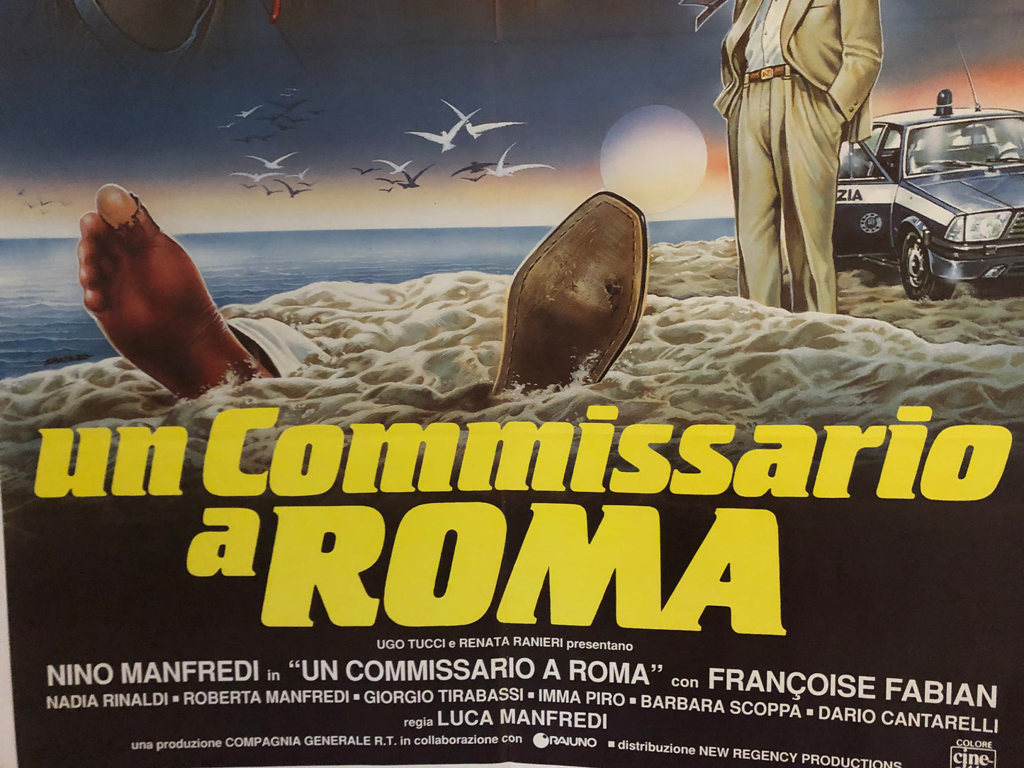 Manifesto Cinema Originale del Film "Un Commissario A Roma", anno 1992, Locandina 140x100 con Nino Manfredi